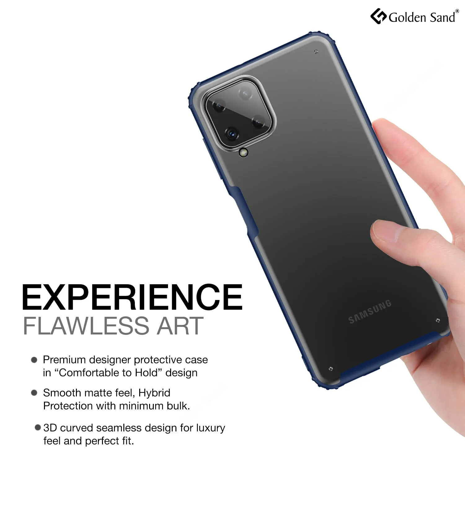 Rugged Frosted Semi Transparent PC Shock Proof Slim Back Cover for Samsung Galaxy A22, 6.4 inch, Blue