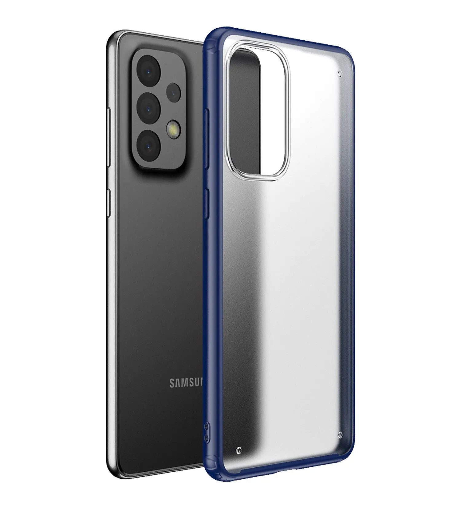 Rugged Frosted Semi Transparent PC Shock Proof Slim Back Cover for Samsung Galaxy A33 5G, 6.4 inch, Blue