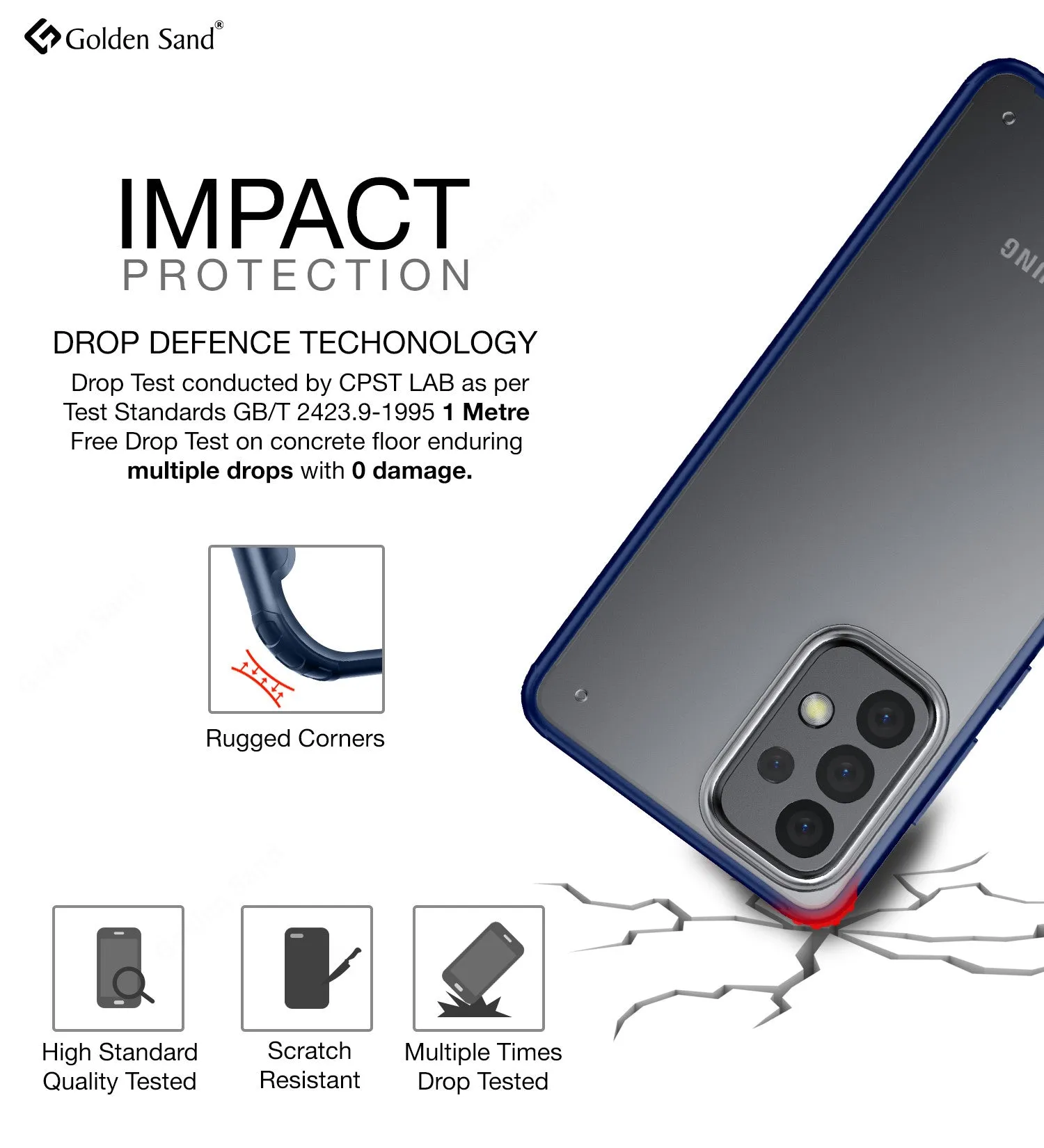Rugged Frosted Semi Transparent PC Shock Proof Slim Back Cover for Samsung Galaxy A33 5G, 6.4 inch, Blue