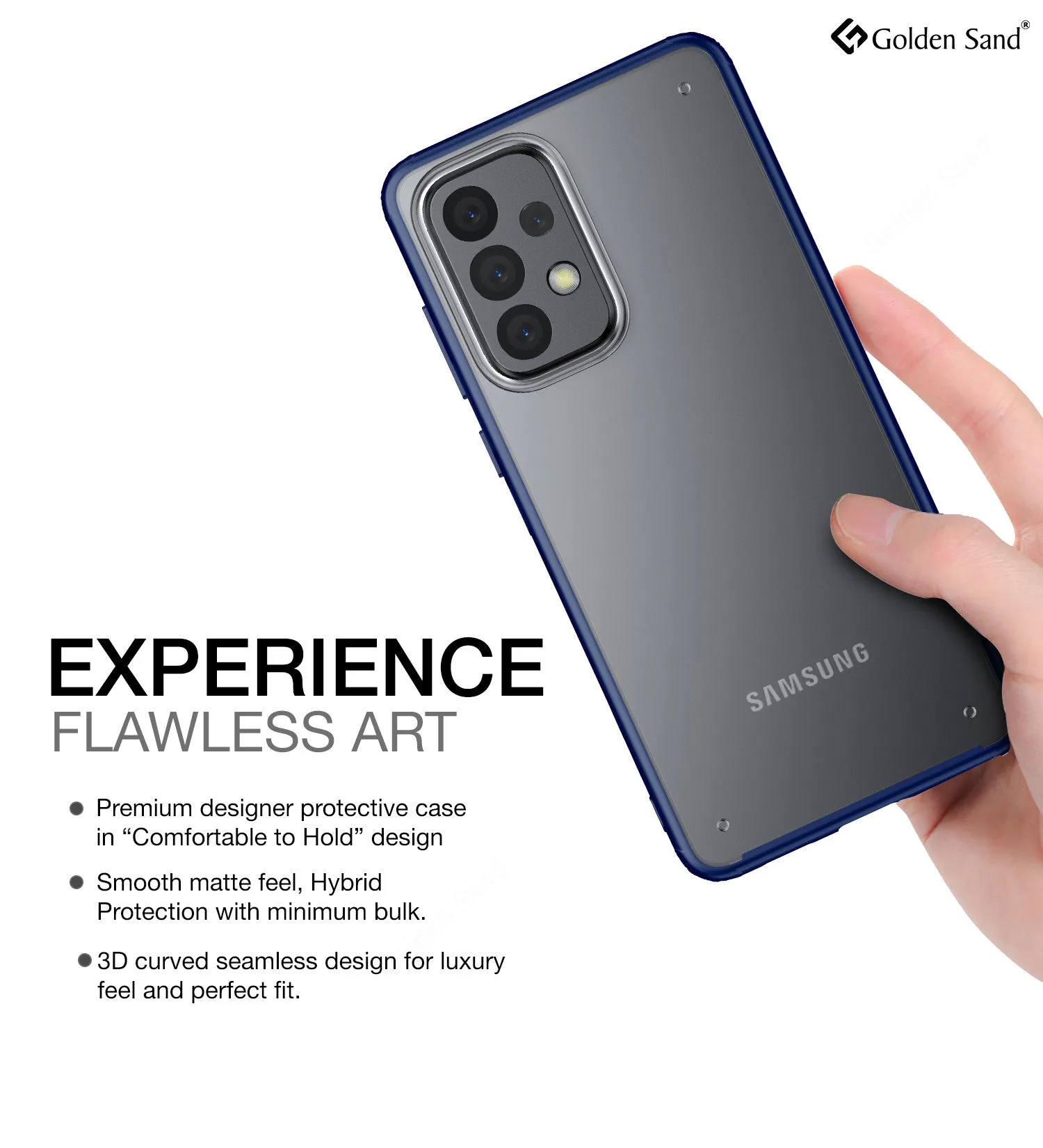 Rugged Frosted Semi Transparent PC Shock Proof Slim Back Cover for Samsung Galaxy A33 5G, 6.4 inch, Blue