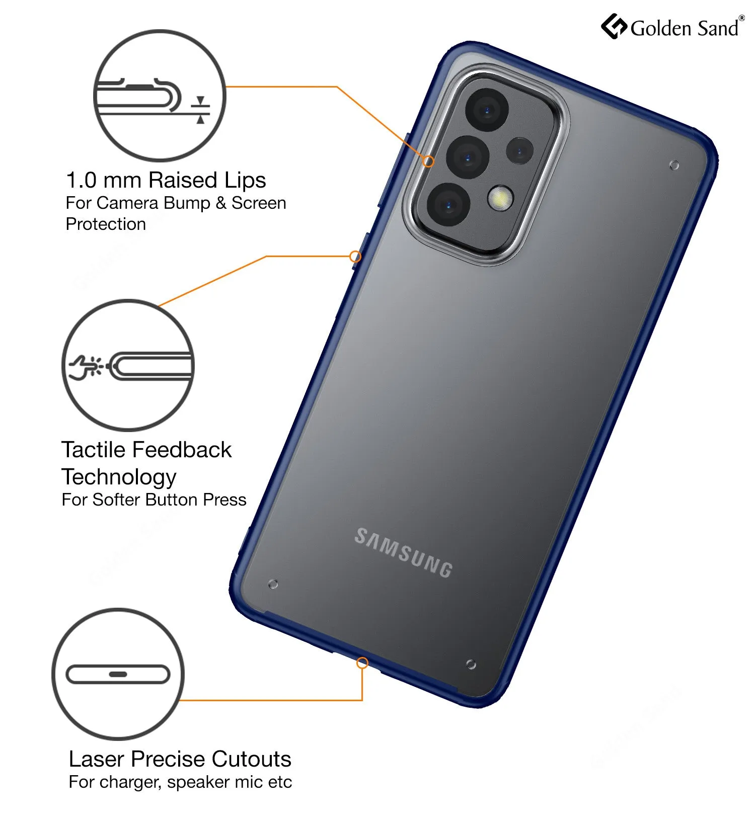 Rugged Frosted Semi Transparent PC Shock Proof Slim Back Cover for Samsung Galaxy A33 5G, 6.4 inch, Blue