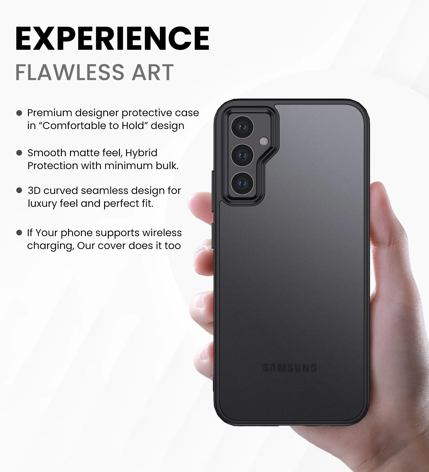 Rugged Frosted Semi Transparent PC Shock Proof Slim Back Cover for Samsung Galaxy A34 5G, 6.6 inch, Black