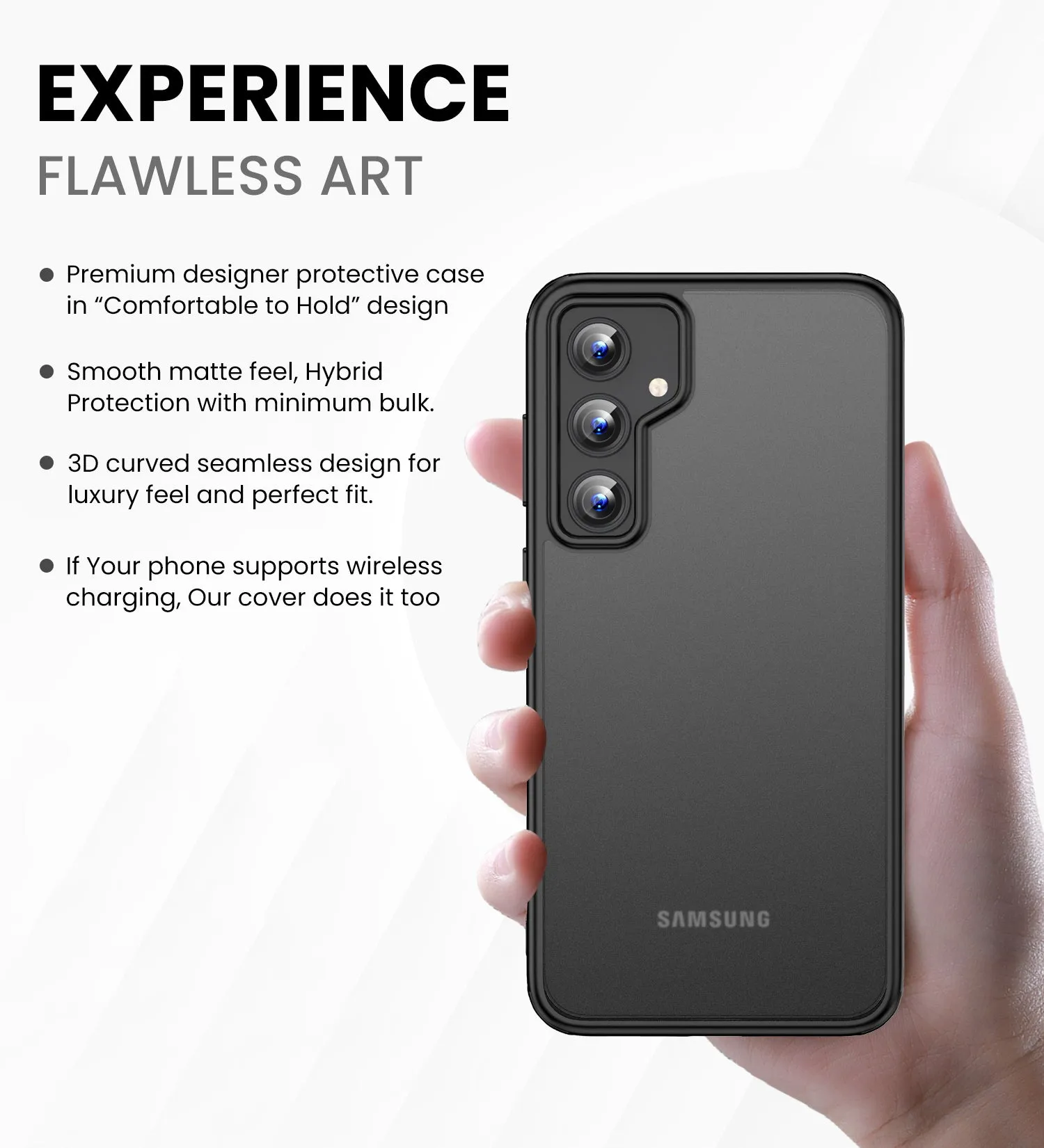 Rugged Frosted Semi Transparent PC Shock Proof Slim Back Cover for Samsung Galaxy A35 5G, 6.6 inch, Black