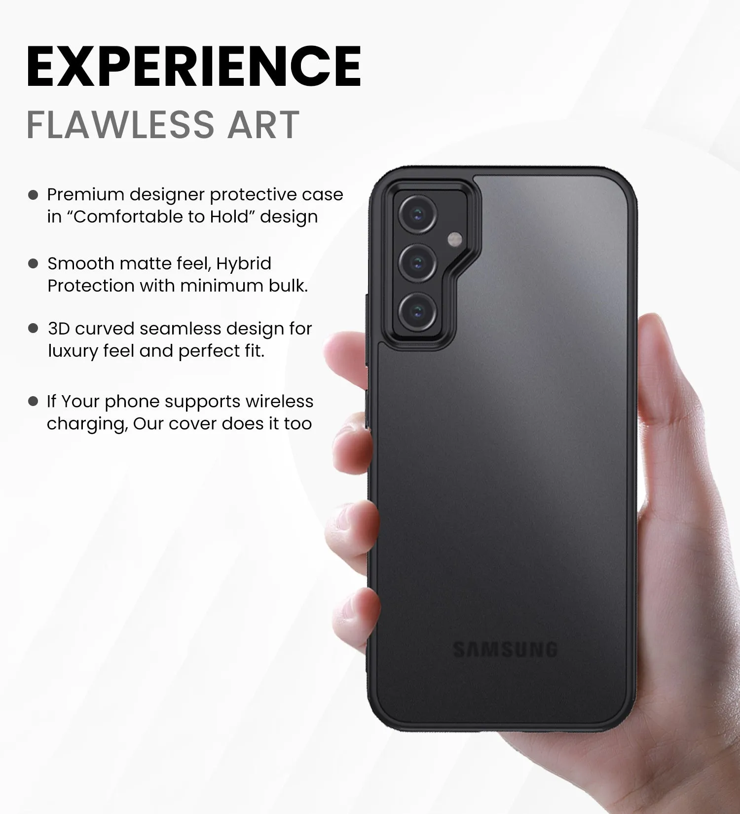 Rugged Frosted Semi Transparent PC Shock Proof Slim Back Cover for Samsung Galaxy A54 5G, 6.4 inch, Black