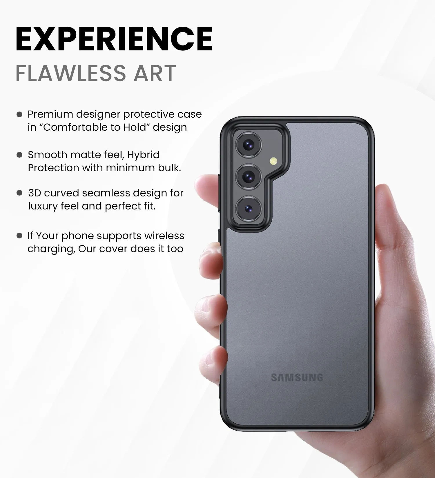 Rugged Frosted Semi Transparent PC Shock Proof Slim Back Cover for Samsung Galaxy A55 5G, 6.6 inch, Black