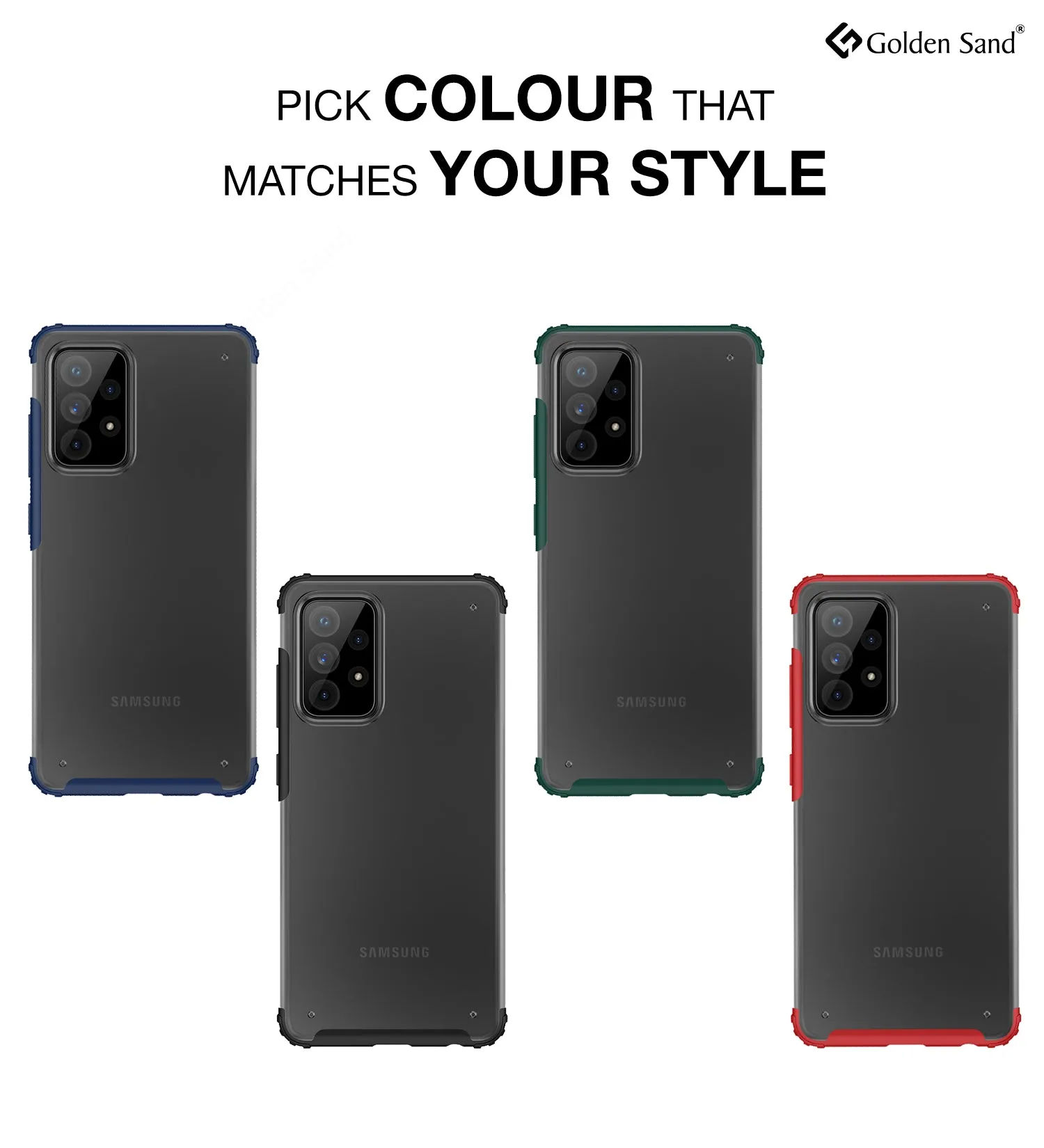 Rugged Frosted Semi Transparent PC Shock Proof Slim Back Cover for Samsung Galaxy A72, 6.7 inch, Black