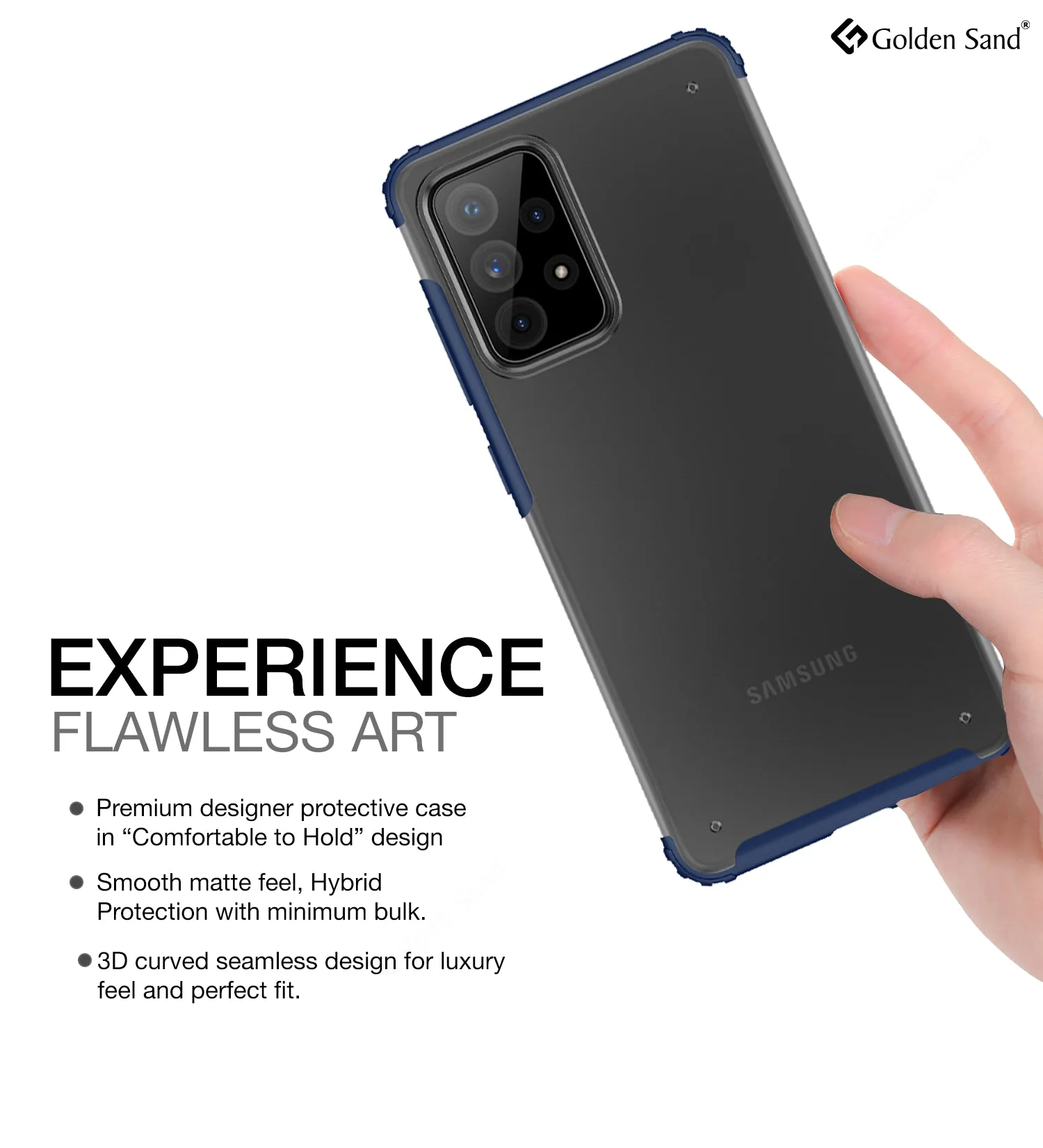 Rugged Frosted Semi Transparent PC Shock Proof Slim Back Cover for Samsung Galaxy A72, 6.7 inch, Blue
