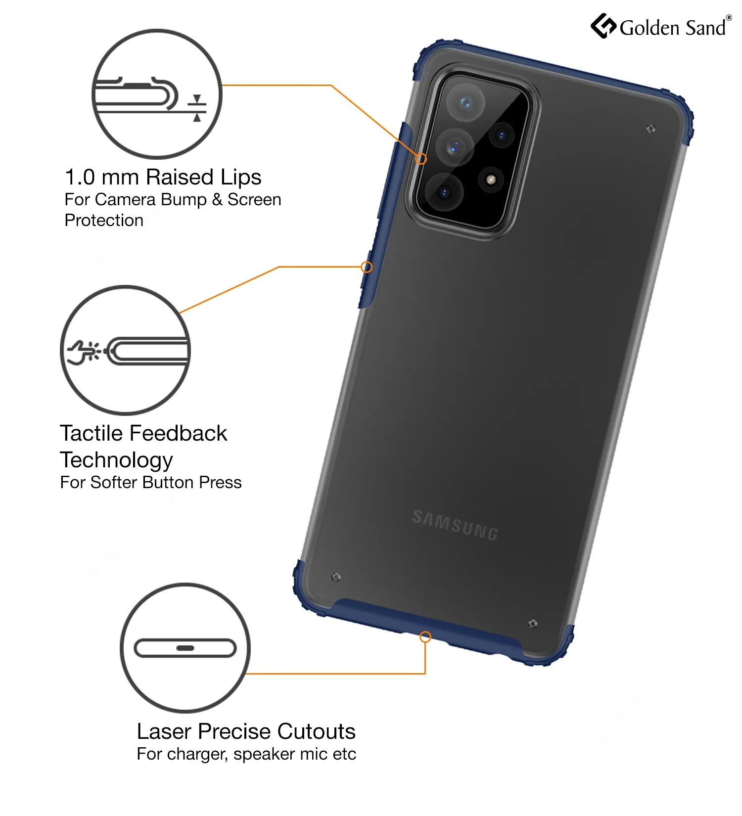 Rugged Frosted Semi Transparent PC Shock Proof Slim Back Cover for Samsung Galaxy A72, 6.7 inch, Blue
