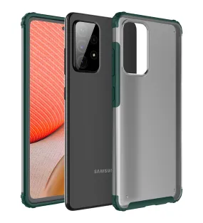Rugged Frosted Semi Transparent PC Shock Proof Slim Back Cover for Samsung Galaxy A72, 6.7 inch, Green