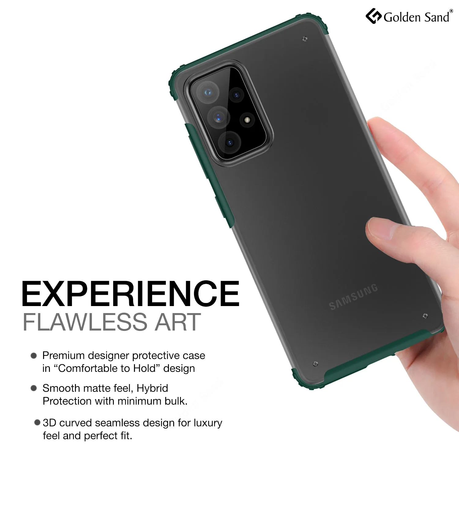 Rugged Frosted Semi Transparent PC Shock Proof Slim Back Cover for Samsung Galaxy A72, 6.7 inch, Green