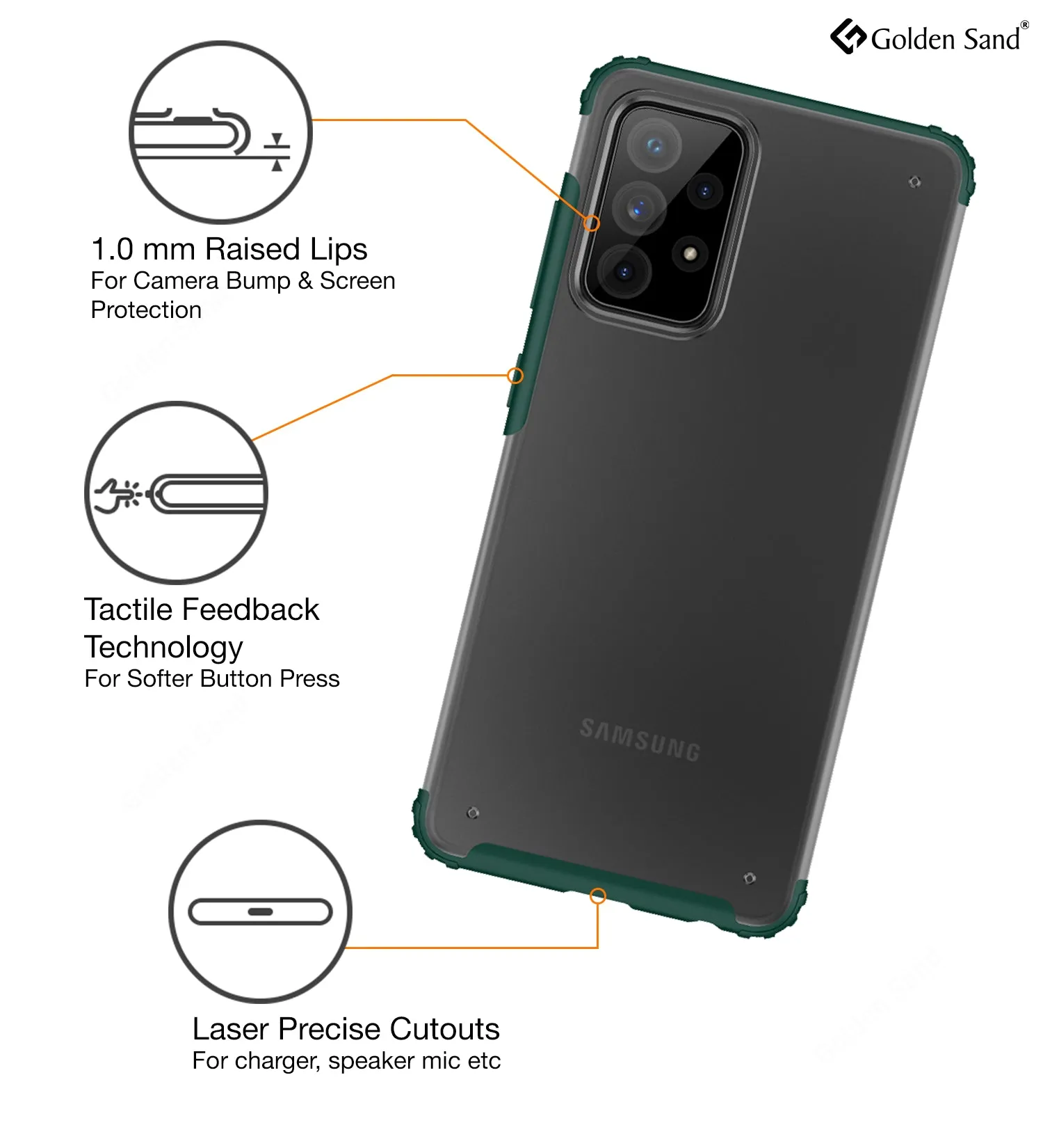 Rugged Frosted Semi Transparent PC Shock Proof Slim Back Cover for Samsung Galaxy A72, 6.7 inch, Green