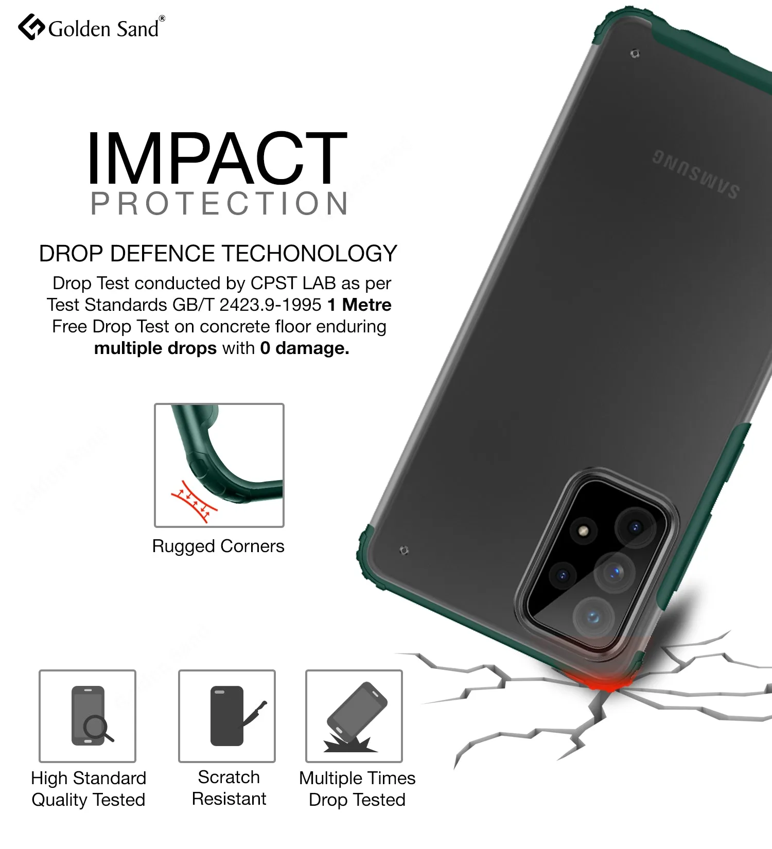 Rugged Frosted Semi Transparent PC Shock Proof Slim Back Cover for Samsung Galaxy A72, 6.7 inch, Green