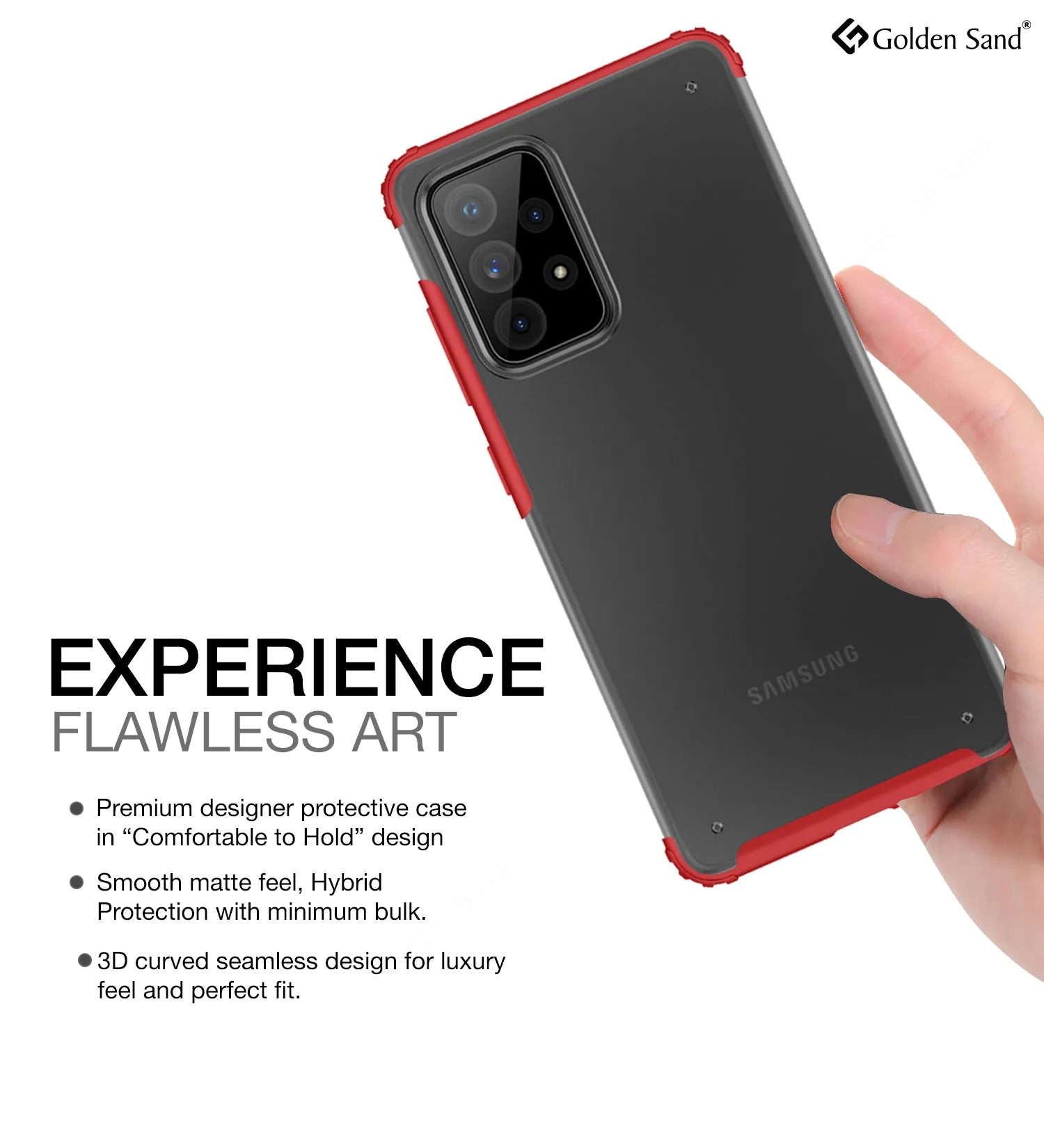 Rugged Frosted Semi Transparent PC Shock Proof Slim Back Cover for Samsung Galaxy A72, 6.7 inch, Red