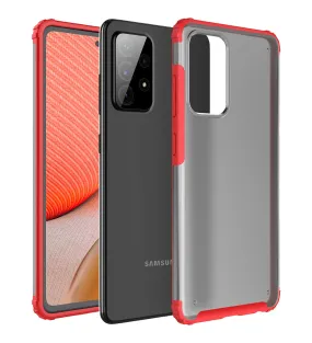 Rugged Frosted Semi Transparent PC Shock Proof Slim Back Cover for Samsung Galaxy A72, 6.7 inch, Red
