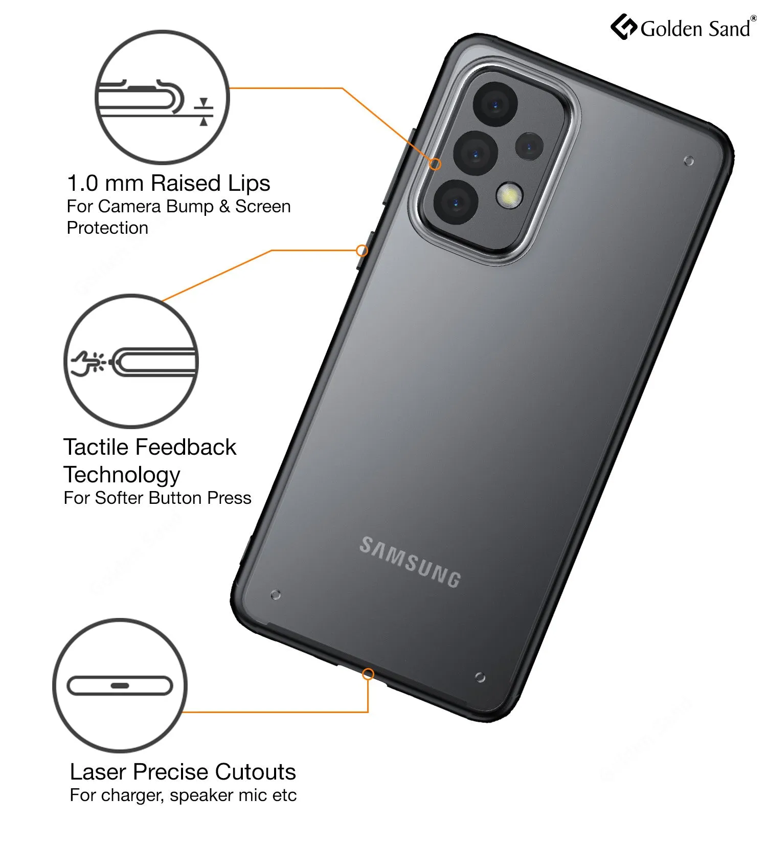 Rugged Frosted Semi Transparent PC Shock Proof Slim Back Cover for Samsung Galaxy A73 5G, 6.7 inch, Black