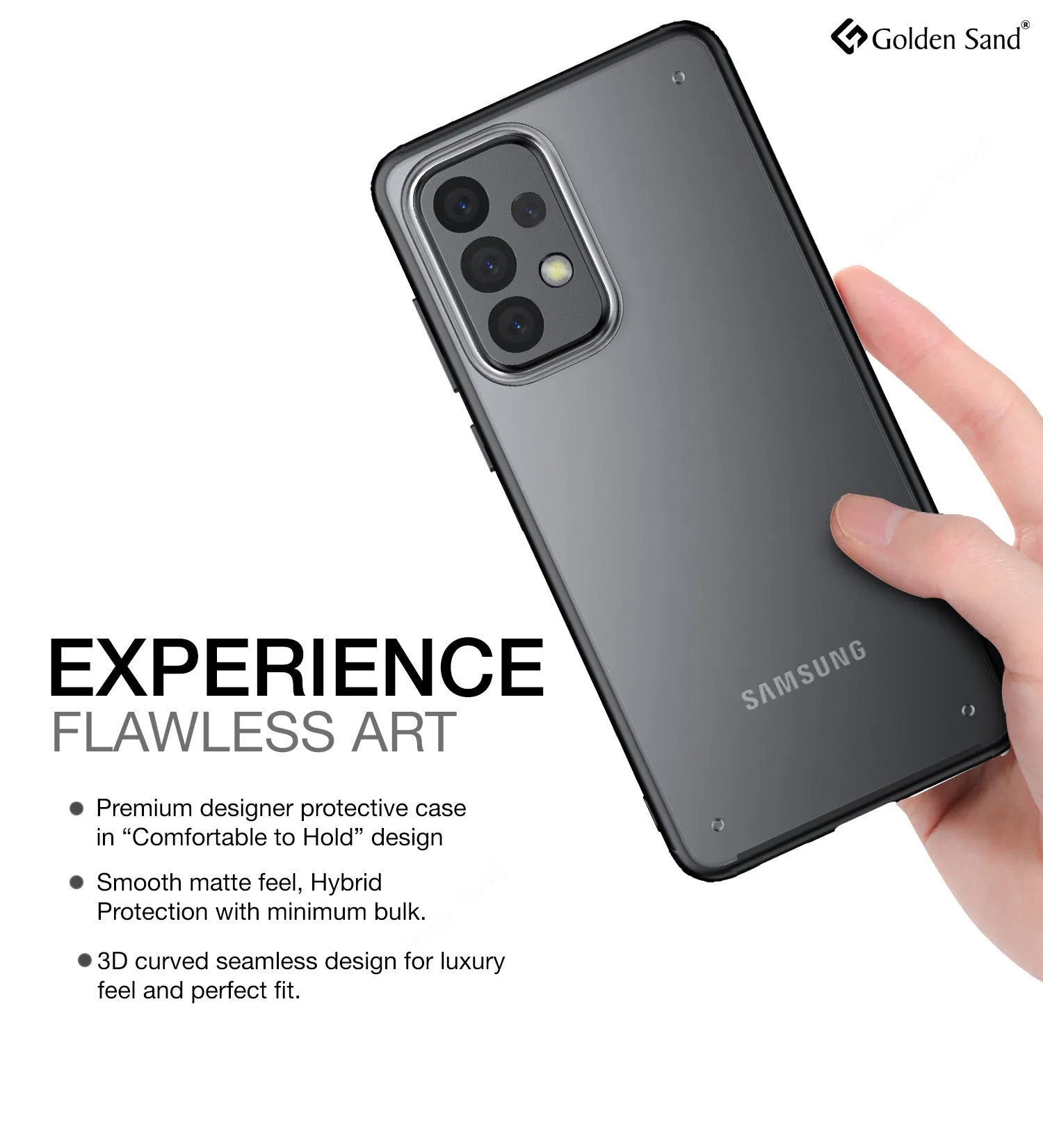 Rugged Frosted Semi Transparent PC Shock Proof Slim Back Cover for Samsung Galaxy A73 5G, 6.7 inch, Black