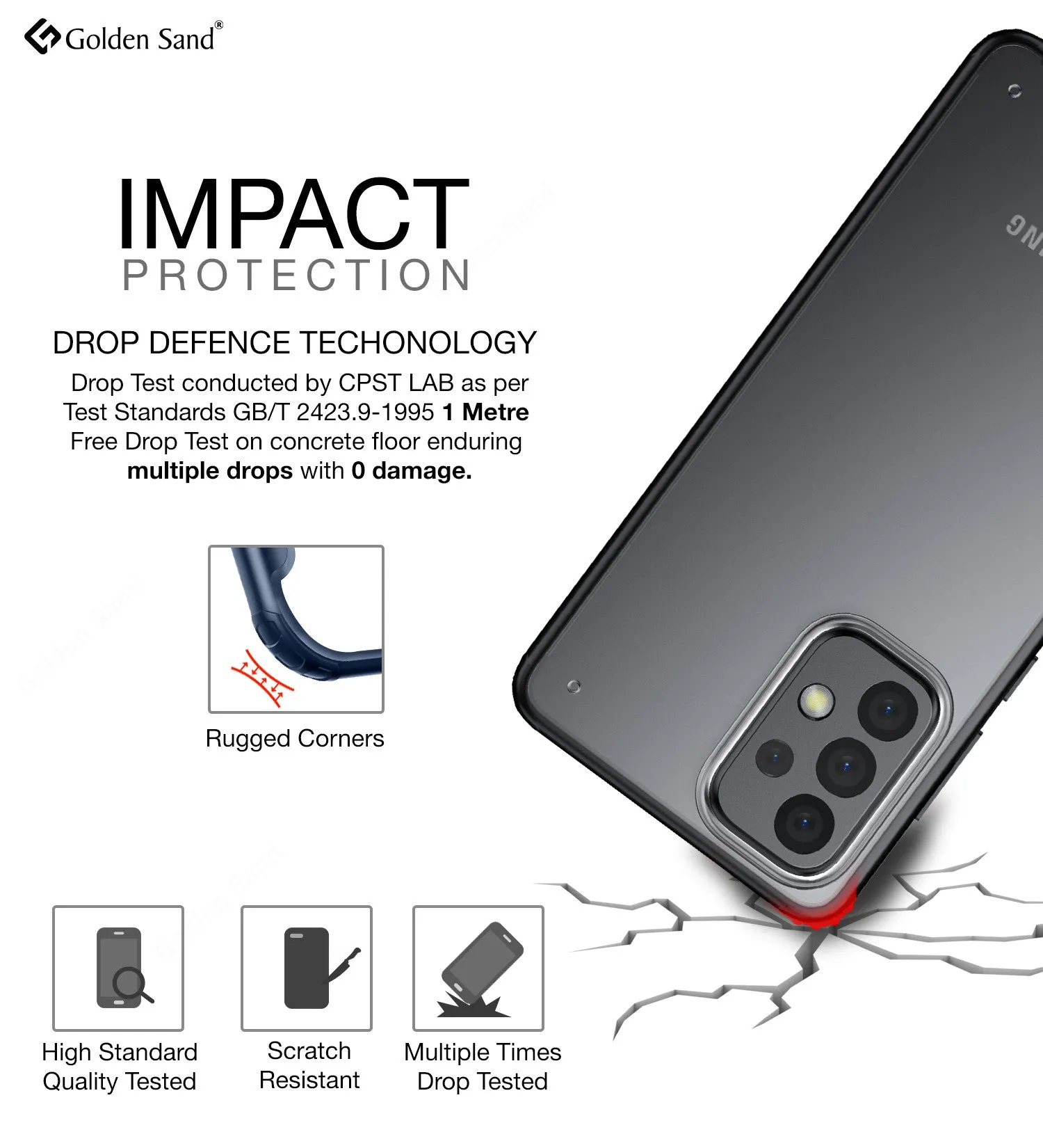 Rugged Frosted Semi Transparent PC Shock Proof Slim Back Cover for Samsung Galaxy A73 5G, 6.7 inch, Black