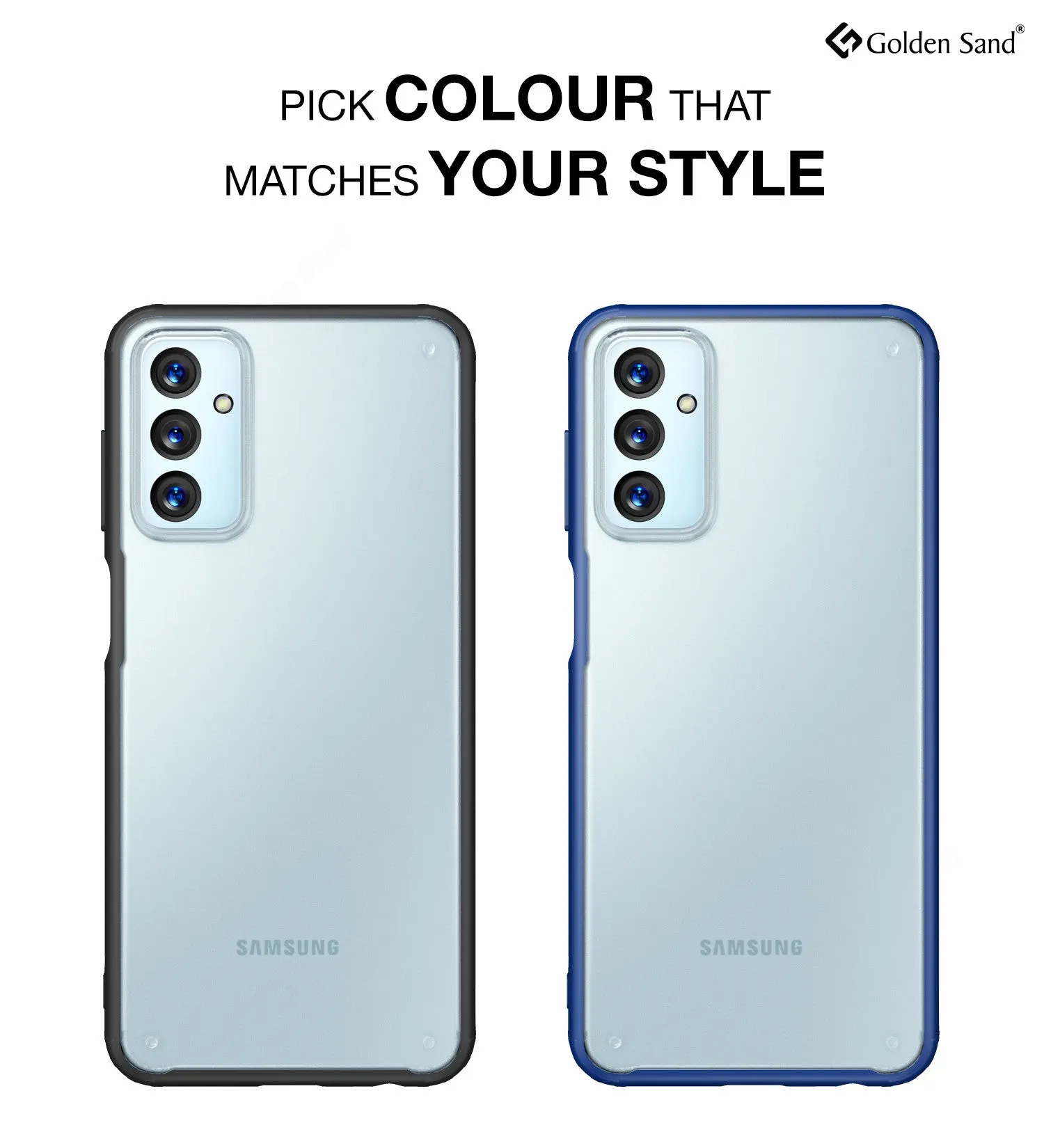 Rugged Frosted Semi Transparent PC Shock Proof Slim Back Cover for Samsung Galaxy F23 5G, 6.6 inch, Blue