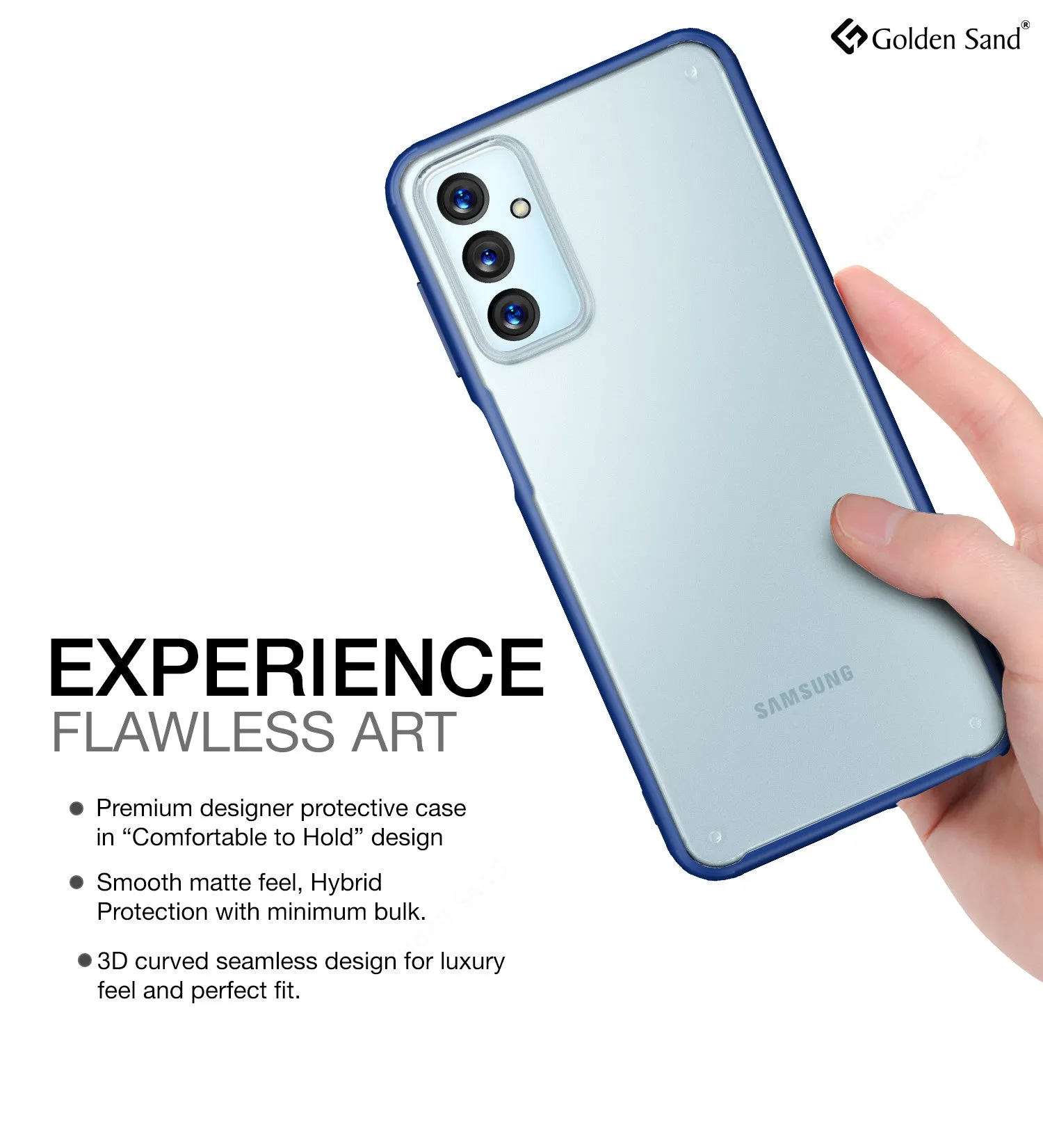 Rugged Frosted Semi Transparent PC Shock Proof Slim Back Cover for Samsung Galaxy F23 5G, 6.6 inch, Blue