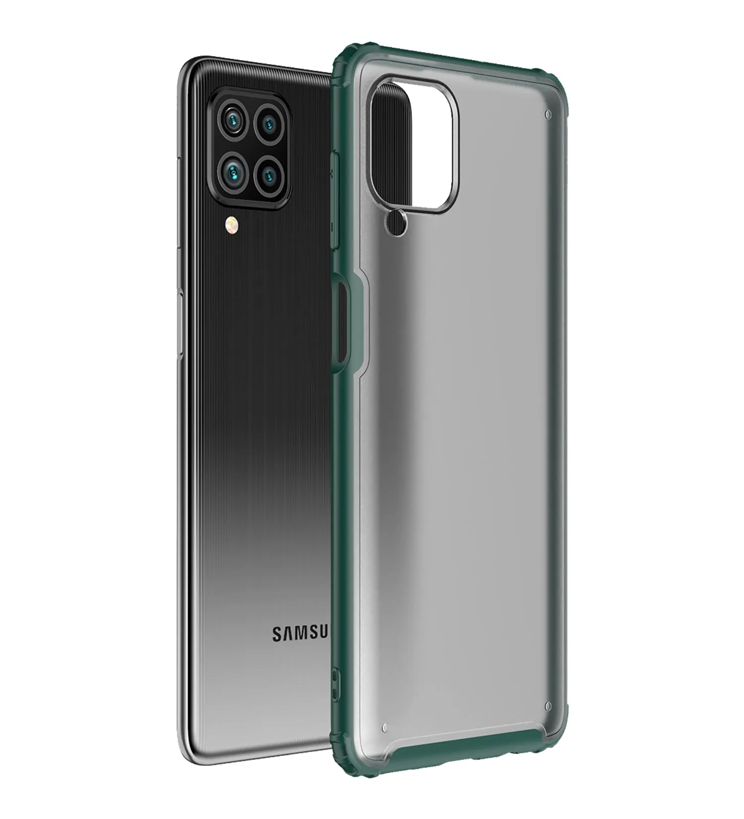 Rugged Frosted Semi Transparent PC Shock Proof Slim Back Cover for Samsung Galaxy F62, Samsung Galaxy M62, 6.7 inch, Green