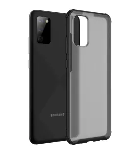 Rugged Frosted Semi Transparent PC Shock Proof Slim Back Cover for Samsung Galaxy M02s, Samsung Galaxy F02s, 6.5 inch, Black