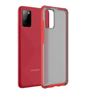Rugged Frosted Semi Transparent PC Shock Proof Slim Back Cover for Samsung Galaxy M02s, Samsung Galaxy F02s, 6.5 inch, Red