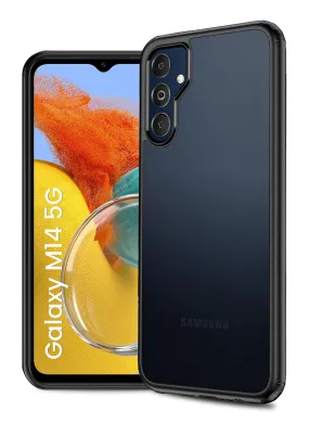 Rugged Frosted Semi Transparent PC Shock Proof Slim Back Cover for Samsung Galaxy M14 5G, 6.6 inch, Black