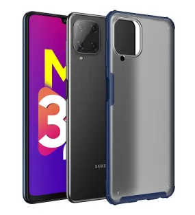 Rugged Frosted Semi Transparent PC Shock Proof Slim Back Cover for Samsung Galaxy M32 4G, Samsung Galaxy F22, 6.4 inch, Blue