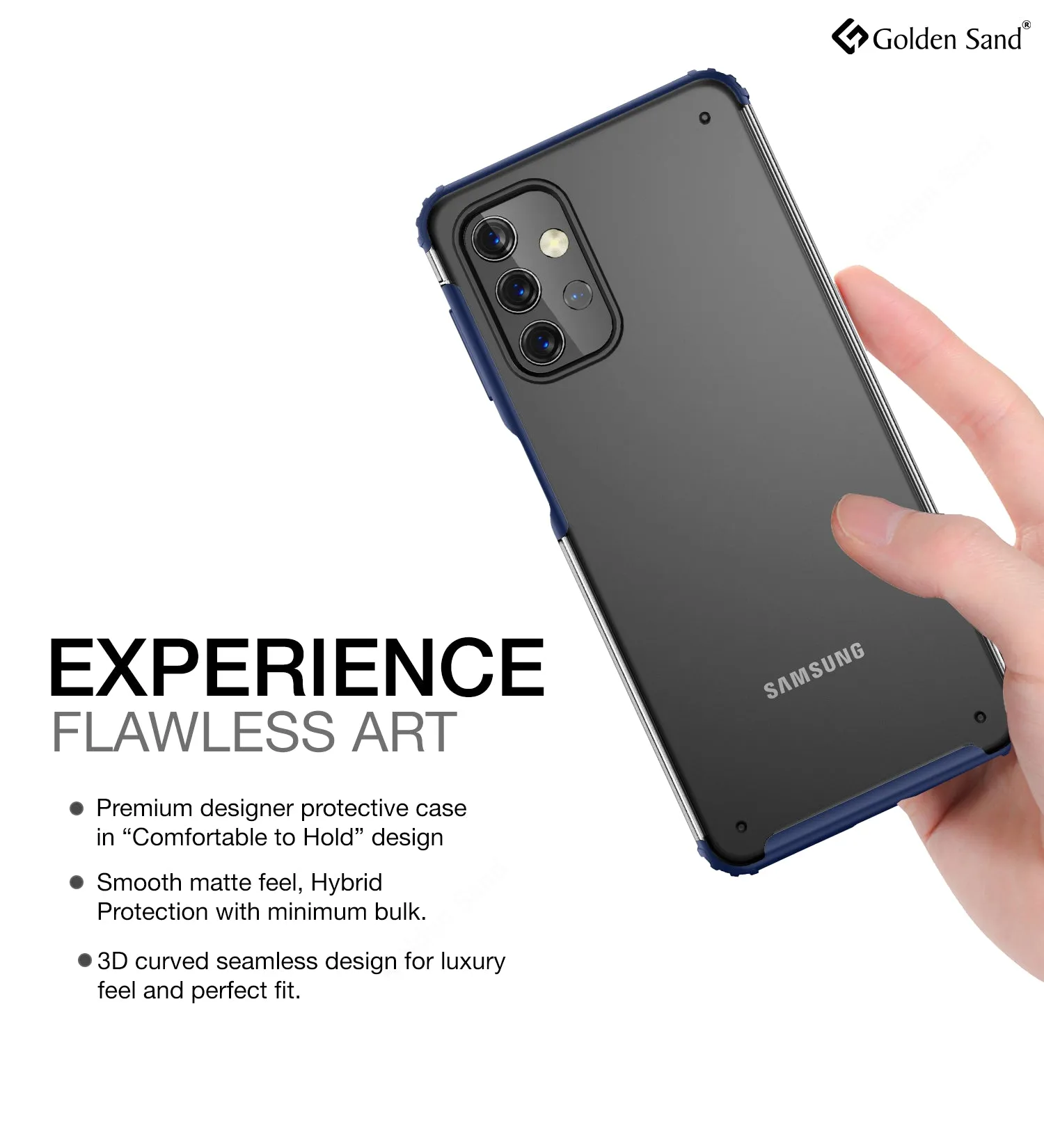 Rugged Frosted Semi Transparent PC Shock Proof Slim Back Cover for Samsung Galaxy M32 5G, 6.5 inch, Blue