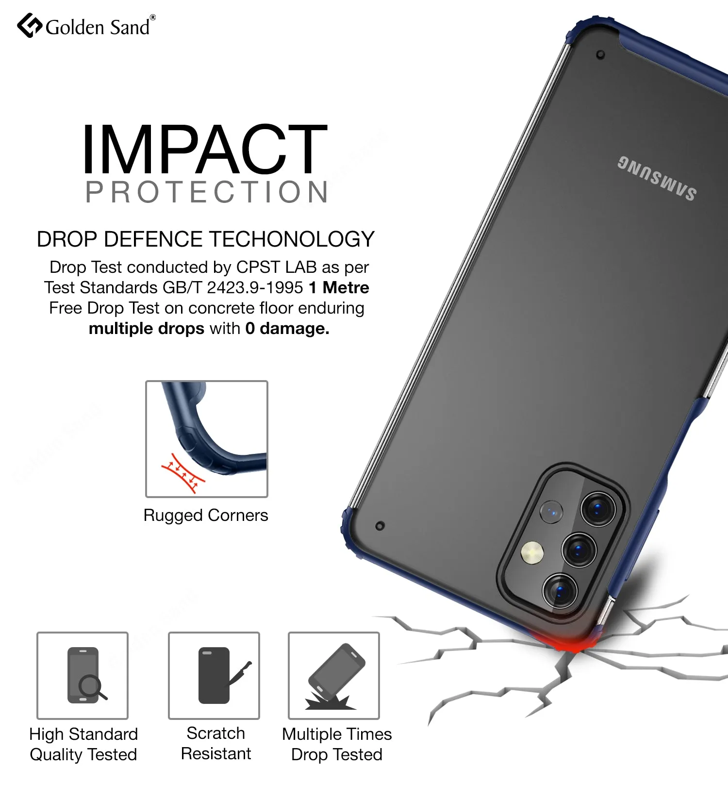 Rugged Frosted Semi Transparent PC Shock Proof Slim Back Cover for Samsung Galaxy M32 5G, 6.5 inch, Blue