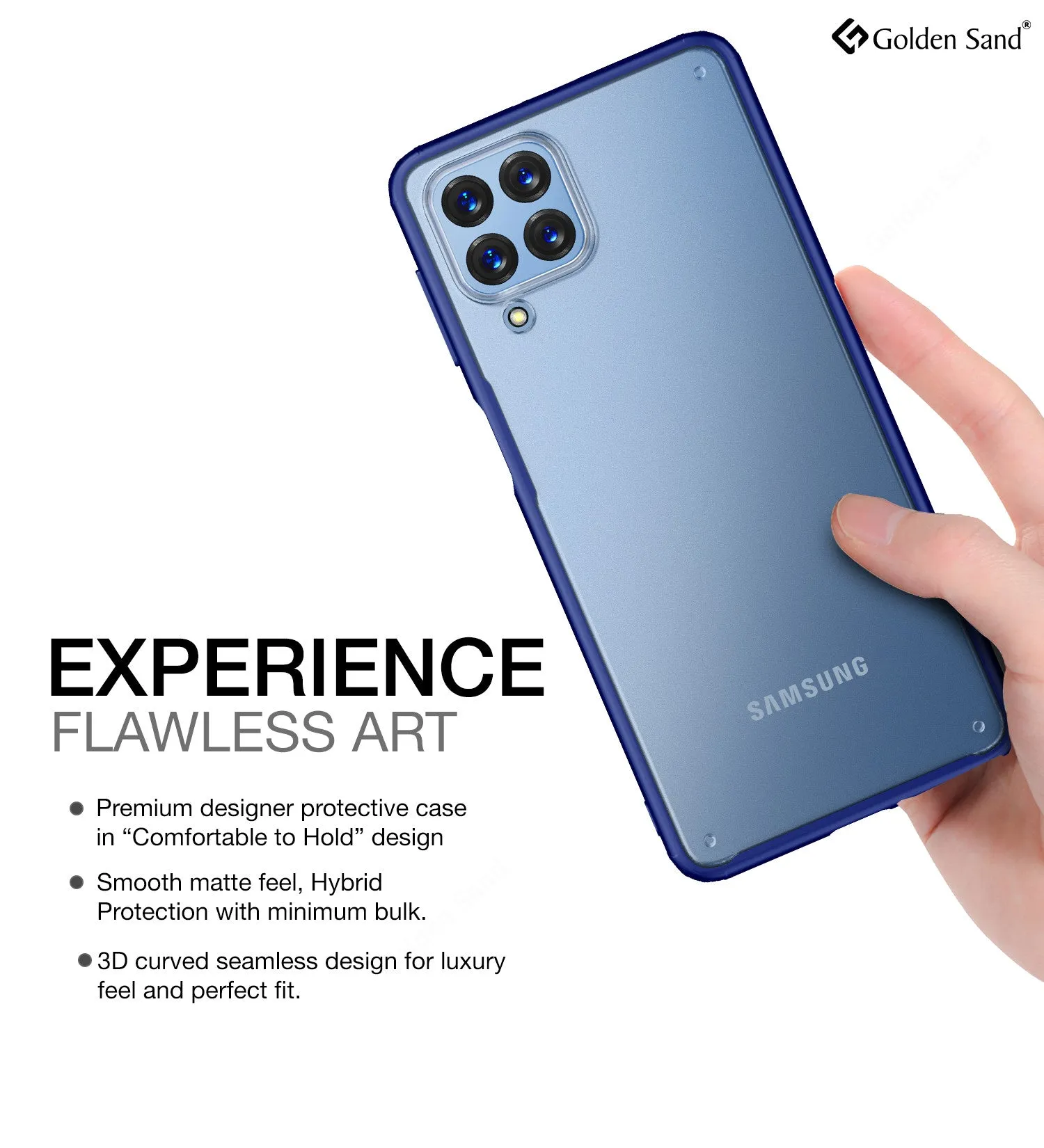Rugged Frosted Semi Transparent PC Shock Proof Slim Back Cover for Samsung Galaxy M33 5G, 6.6 inch, Blue