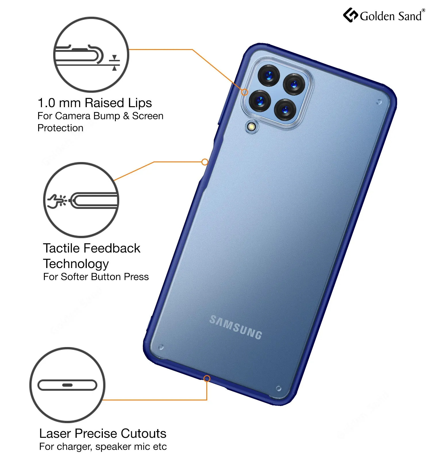Rugged Frosted Semi Transparent PC Shock Proof Slim Back Cover for Samsung Galaxy M33 5G, 6.6 inch, Blue