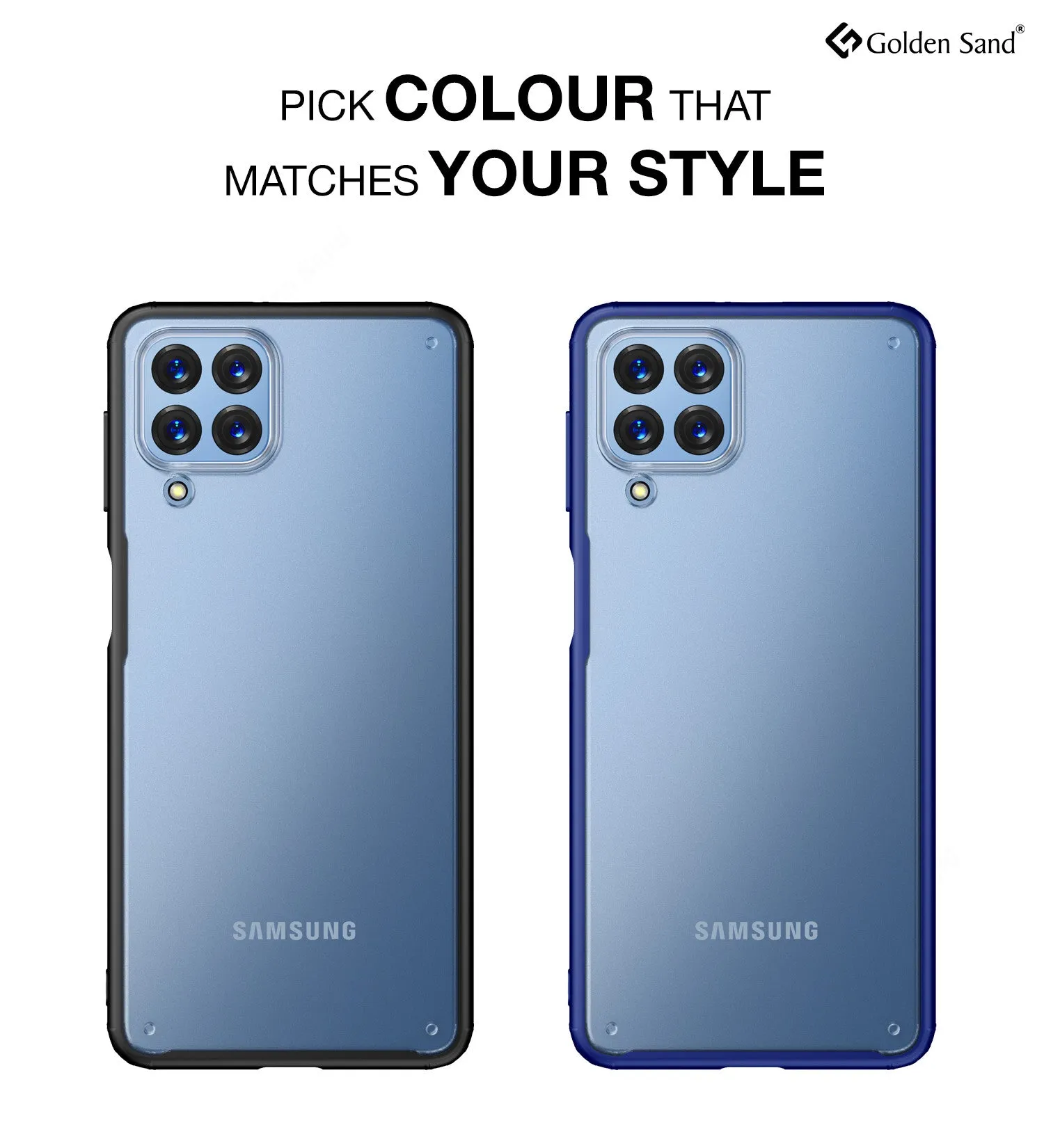 Rugged Frosted Semi Transparent PC Shock Proof Slim Back Cover for Samsung Galaxy M33 5G, 6.6 inch, Blue