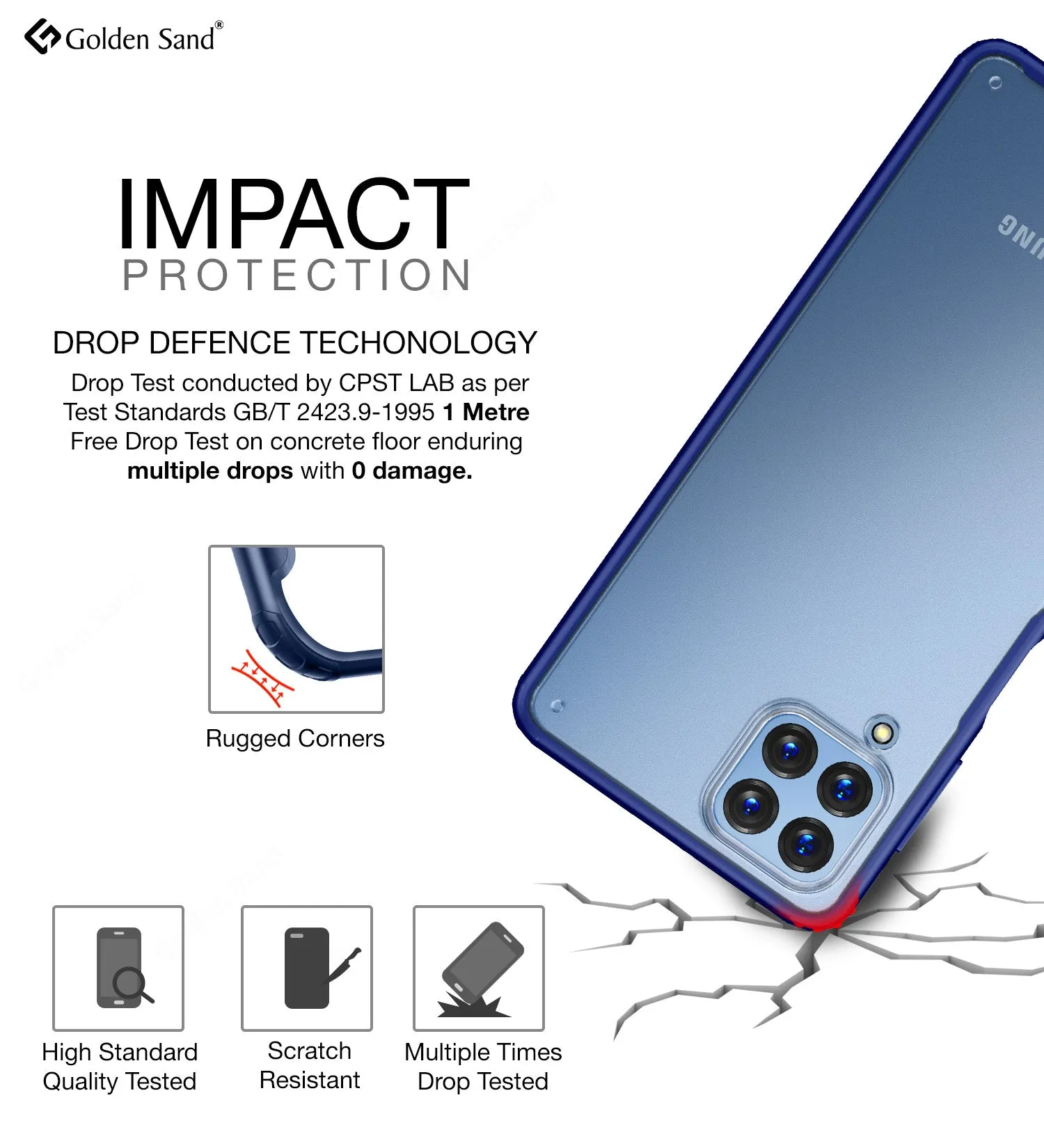 Rugged Frosted Semi Transparent PC Shock Proof Slim Back Cover for Samsung Galaxy M33 5G, 6.6 inch, Blue