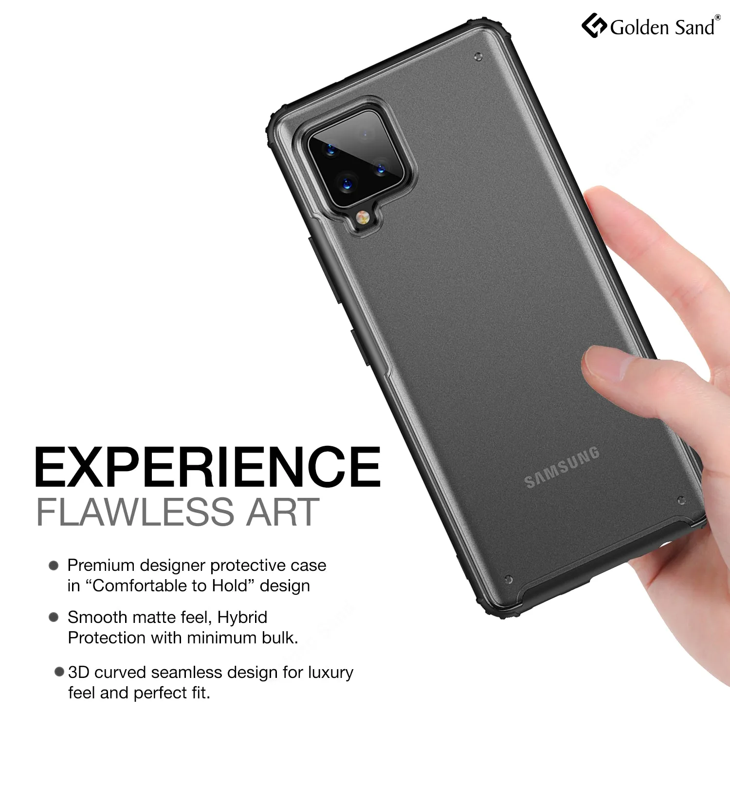 Rugged Frosted Semi Transparent PC Shock Proof Slim Back Cover for Samsung Galaxy M42 5G, Samsung Galaxy A42 5G, 6.6 inch, Black