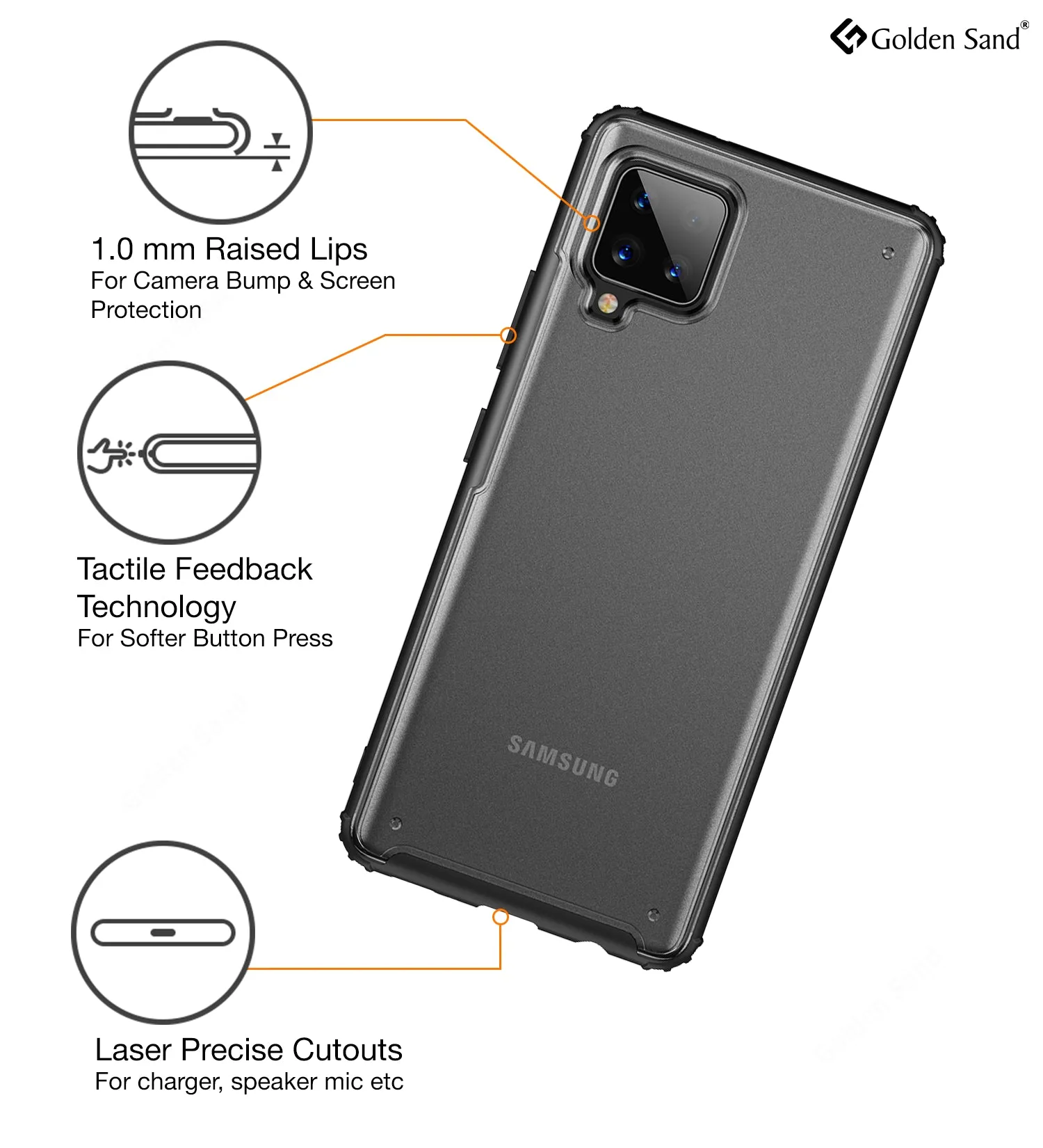 Rugged Frosted Semi Transparent PC Shock Proof Slim Back Cover for Samsung Galaxy M42 5G, Samsung Galaxy A42 5G, 6.6 inch, Black