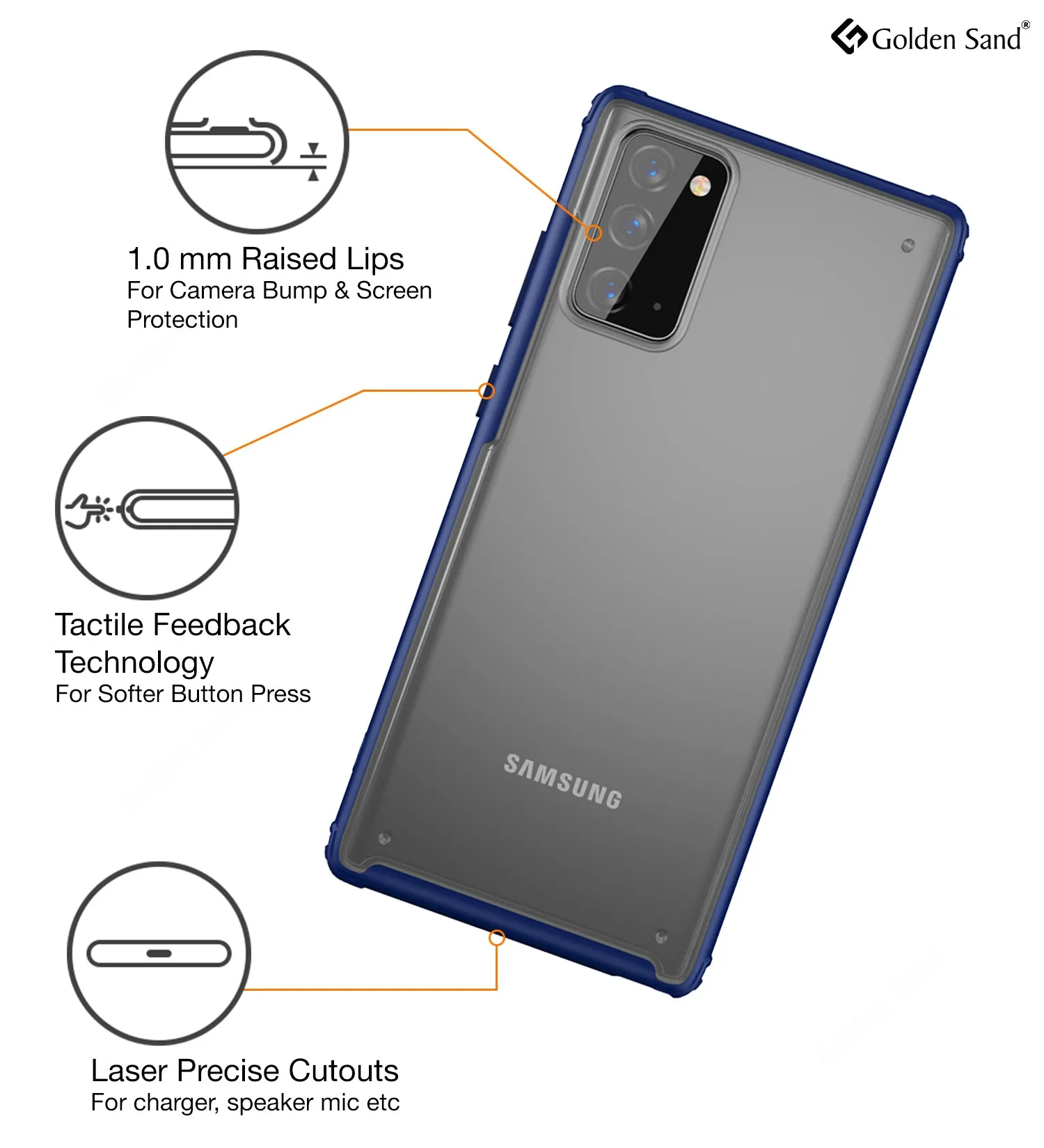Rugged Frosted Semi Transparent PC Shock Proof Slim Back Cover for Samsung Galaxy Note 20, Blue