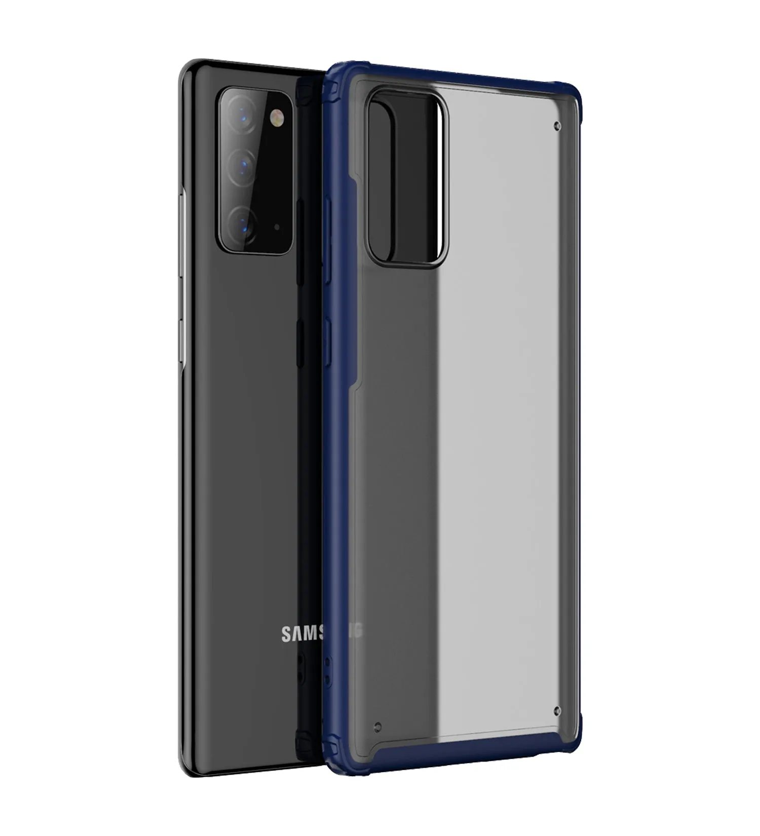 Rugged Frosted Semi Transparent PC Shock Proof Slim Back Cover for Samsung Galaxy Note 20, Blue