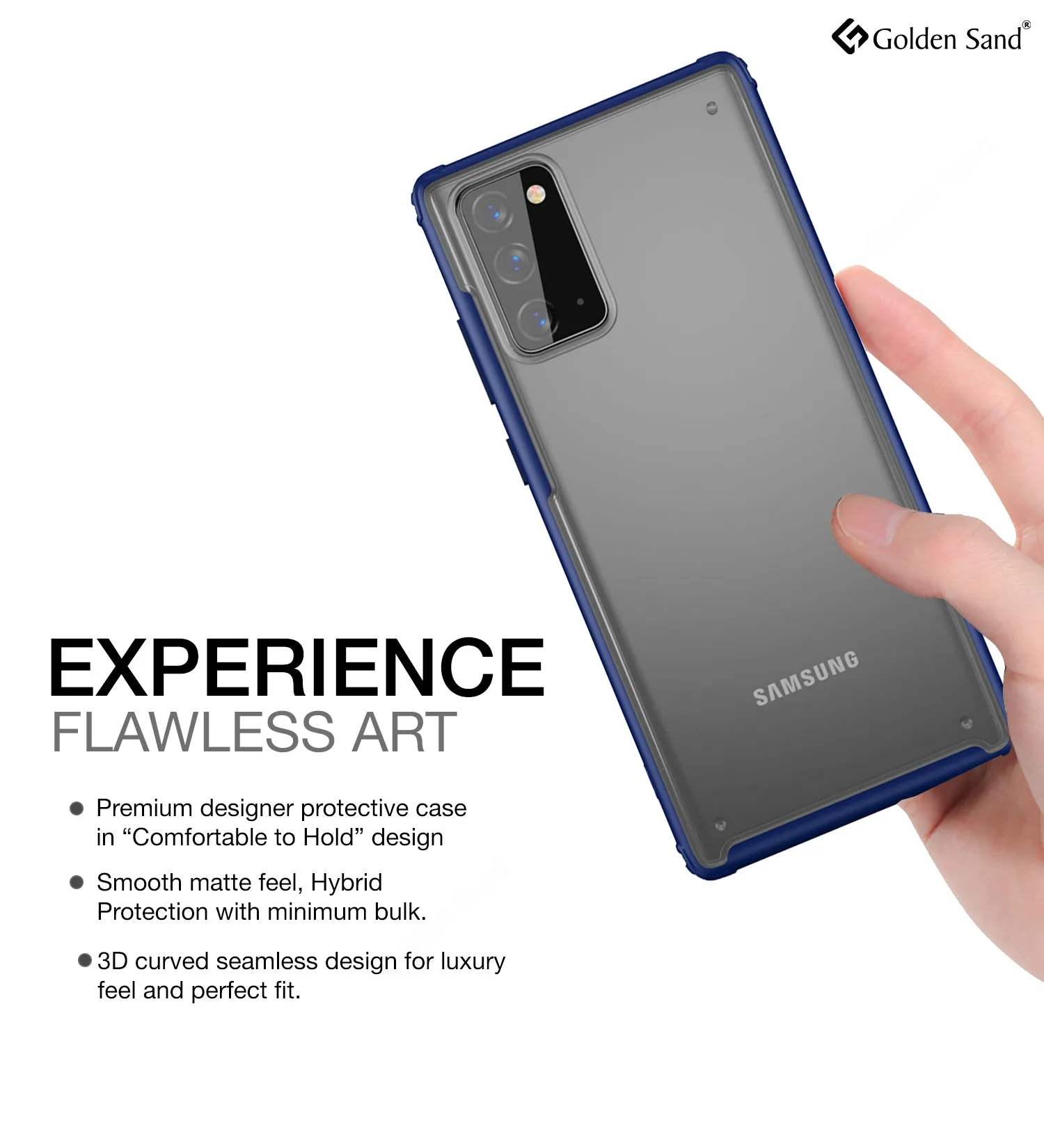 Rugged Frosted Semi Transparent PC Shock Proof Slim Back Cover for Samsung Galaxy Note 20, Blue