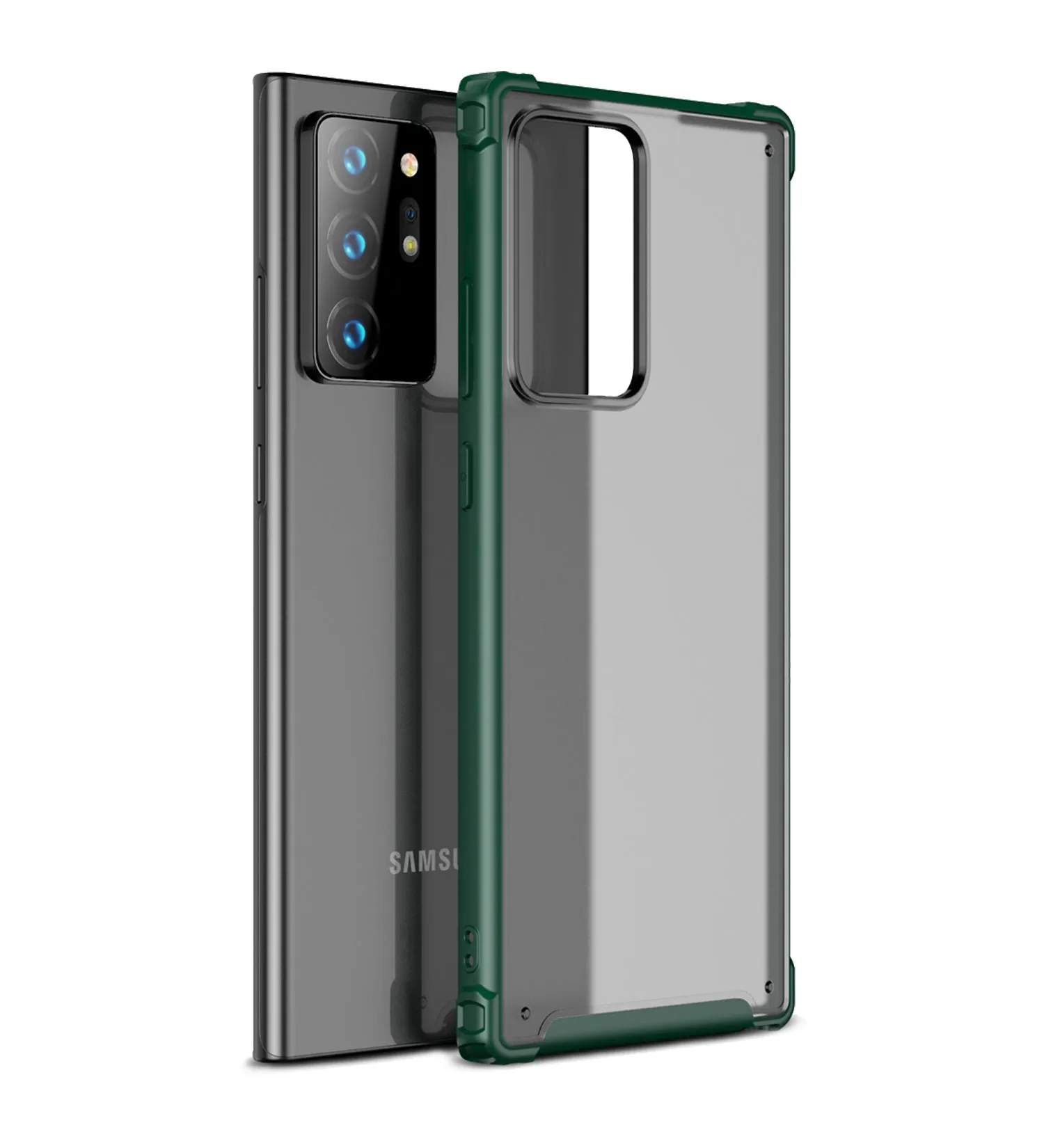 Rugged Frosted Semi Transparent PC Shock Proof Slim Back Cover for Samsung Galaxy Note 20 Ultra, Green