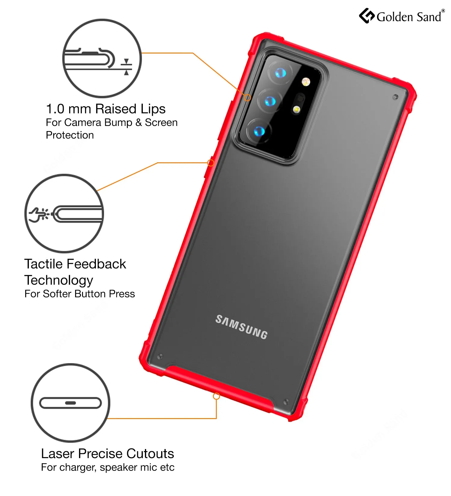 Rugged Frosted Semi Transparent PC Shock Proof Slim Back Cover for Samsung Galaxy Note 20 Ultra, Red