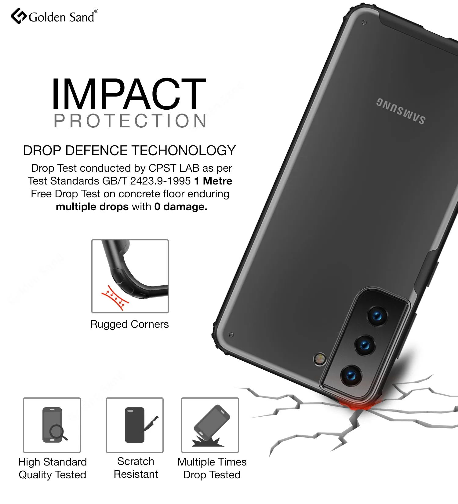 Rugged Frosted Semi Transparent PC Shock Proof Slim Back Cover for Samsung Galaxy S21 5G, 6.2 inch, Black