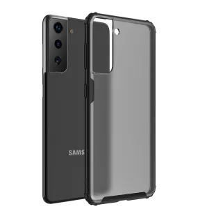 Rugged Frosted Semi Transparent PC Shock Proof Slim Back Cover for Samsung Galaxy S21 5G, 6.2 inch, Black