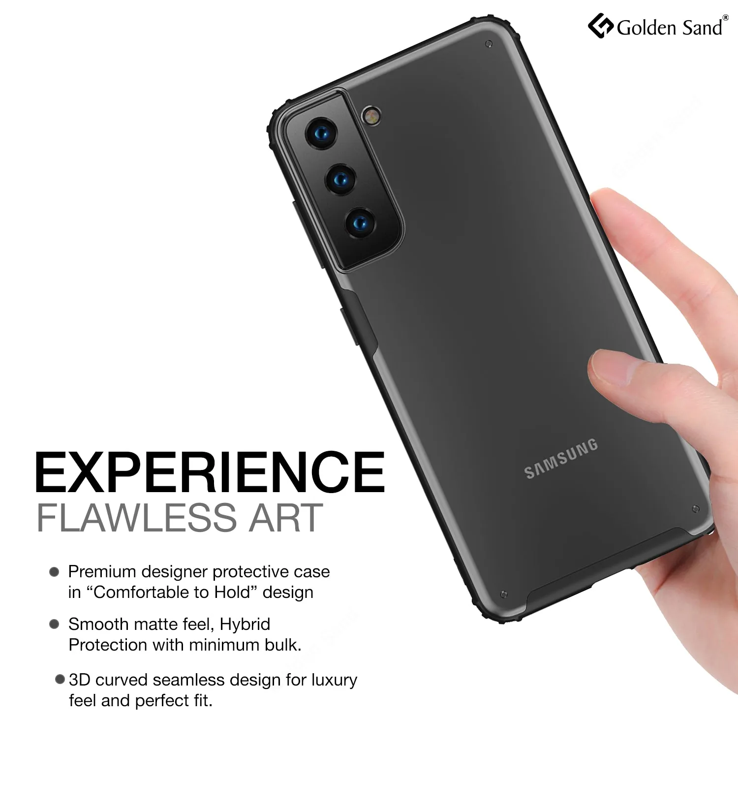 Rugged Frosted Semi Transparent PC Shock Proof Slim Back Cover for Samsung Galaxy S21 5G, 6.2 inch, Black