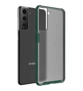 Rugged Frosted Semi Transparent PC Shock Proof Slim Back Cover for Samsung Galaxy S21 5G, 6.2 inch, Green