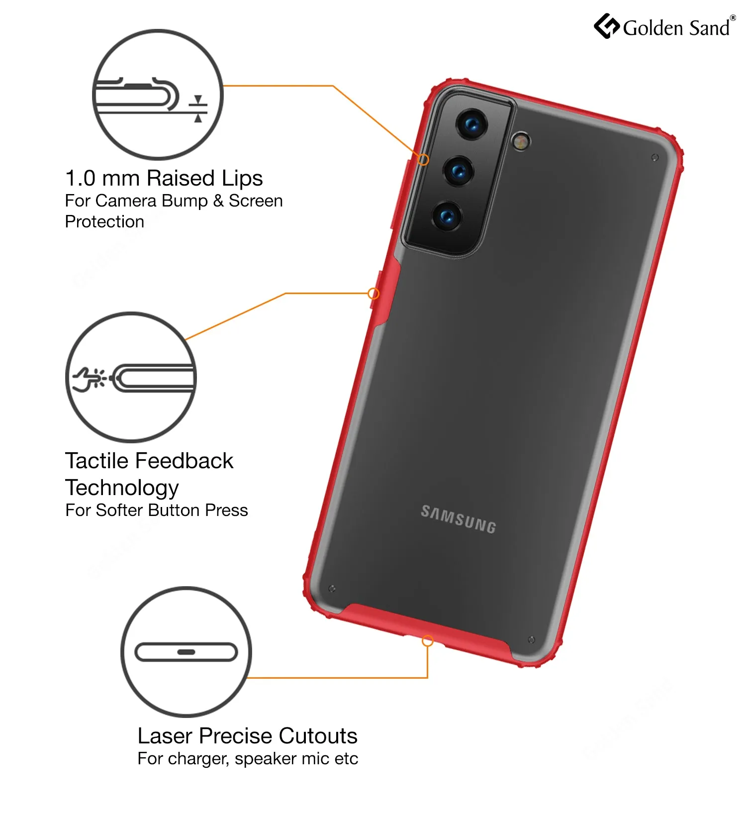 Rugged Frosted Semi Transparent PC Shock Proof Slim Back Cover for Samsung Galaxy S21 5G, 6.2 inch, Red