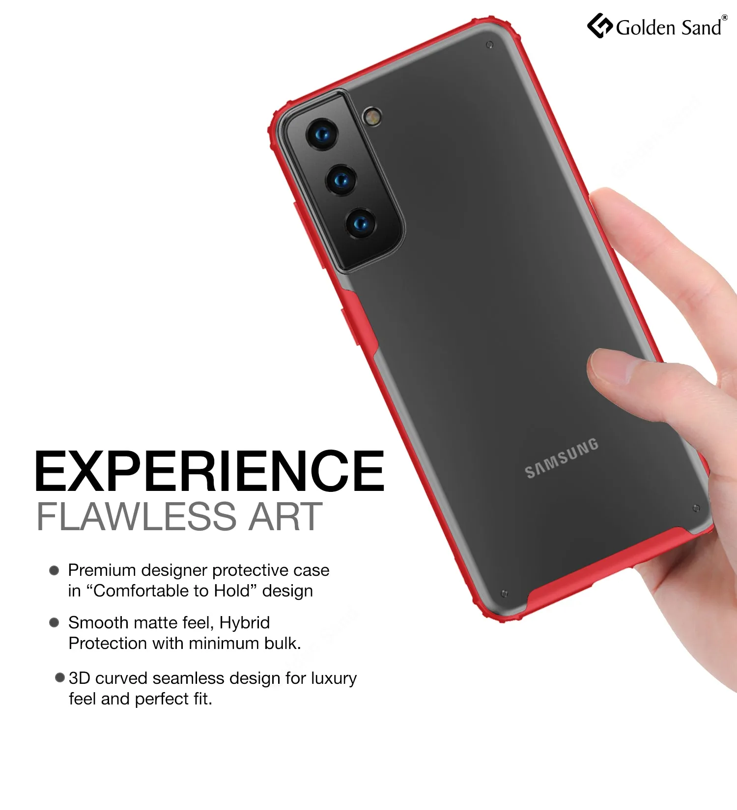 Rugged Frosted Semi Transparent PC Shock Proof Slim Back Cover for Samsung Galaxy S21 5G, 6.2 inch, Red