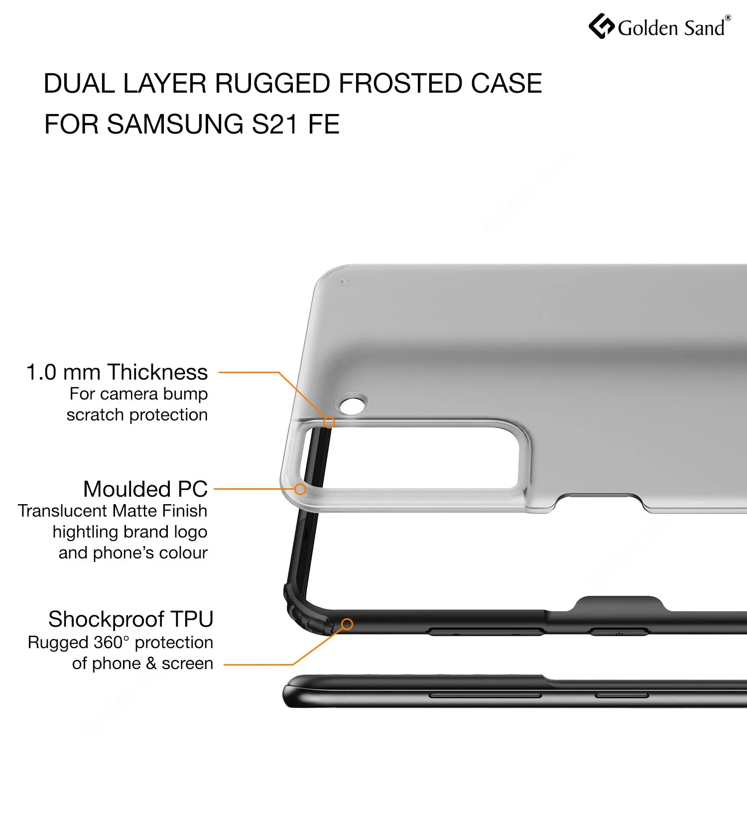 Rugged Frosted Semi Transparent PC Shock Proof Slim Back Cover for Samsung Galaxy S21 FE 5G, Samsung Galaxy S21 FE 5G 2023 (Snapdragon 888), 6.41 inch, Black