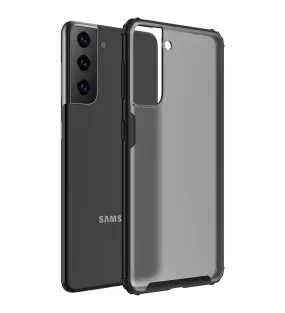 Rugged Frosted Semi Transparent PC Shock Proof Slim Back Cover for Samsung Galaxy S21 Plus, 6.7 inch, Black