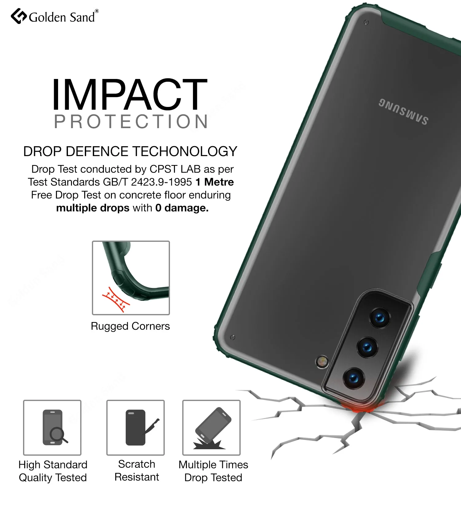 Rugged Frosted Semi Transparent PC Shock Proof Slim Back Cover for Samsung Galaxy S21 Plus, 6.7 inch, Green